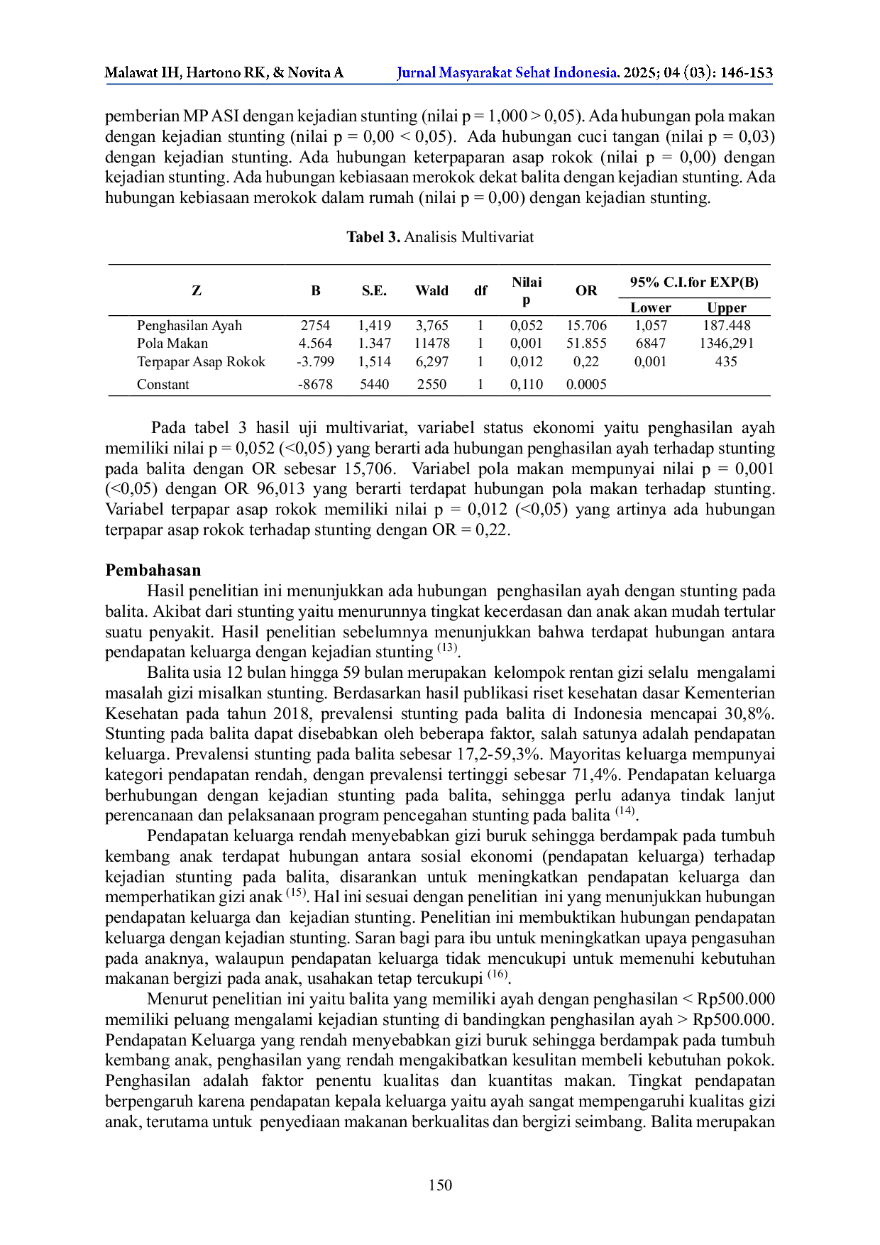 JURIS Lingkungan dan Perilaku Kesehatan terhadap Kejadian Stunting pada Balita