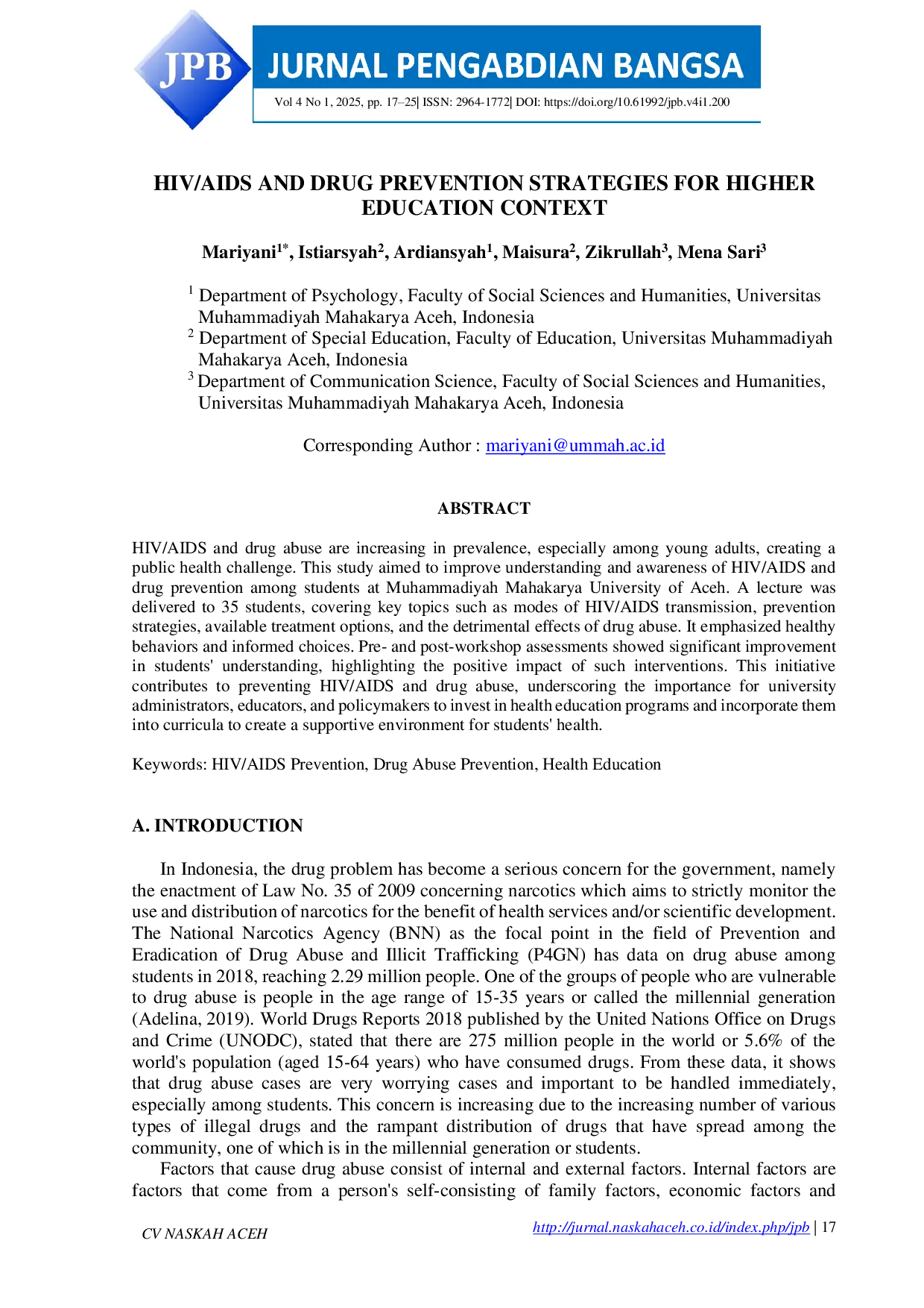 JURIS HIV AIDS And Drug Prevention Strategies For Higher Education Context