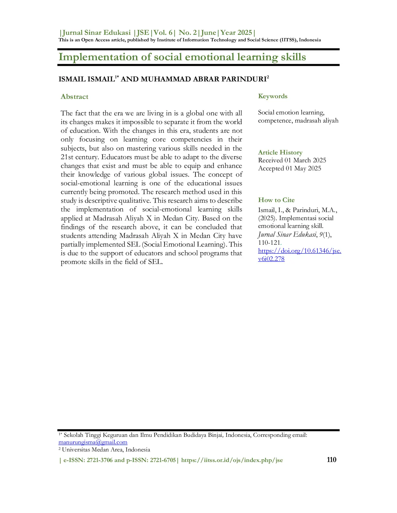 JURIS Implementation of social emotional learning skills