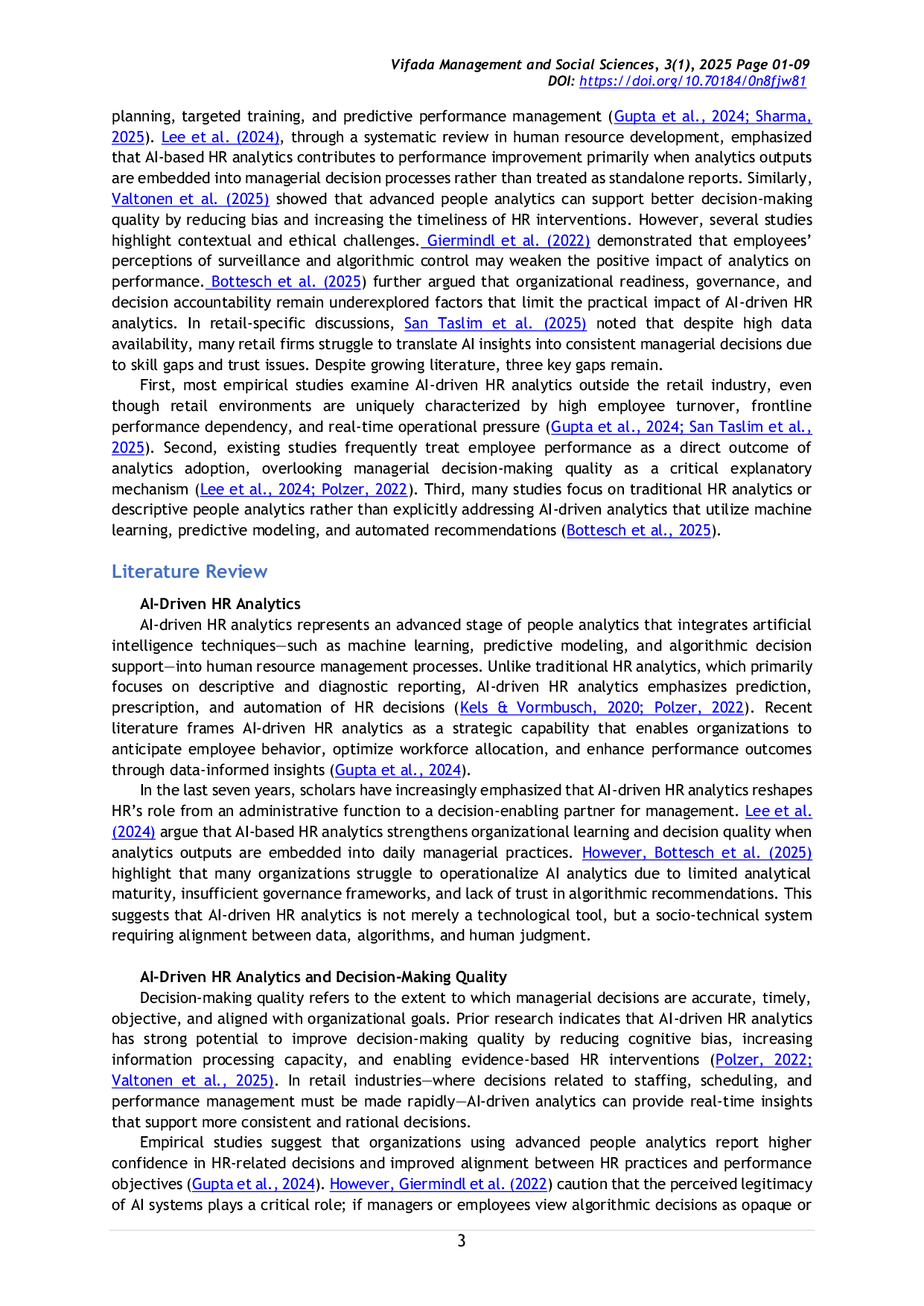 JURIS The Role of AI Driven HR Analytics in Enhancing Employee Performance and Decision Making in Retail Industries
