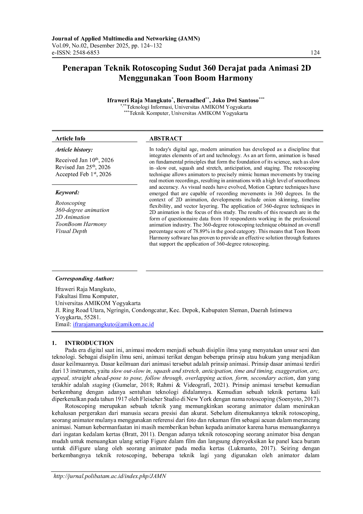 JURIS Penerapan Teknik Rotoscoping Sudut 360 Derajat pada Animasi 2D Menggunakan Toon Boom Harmony