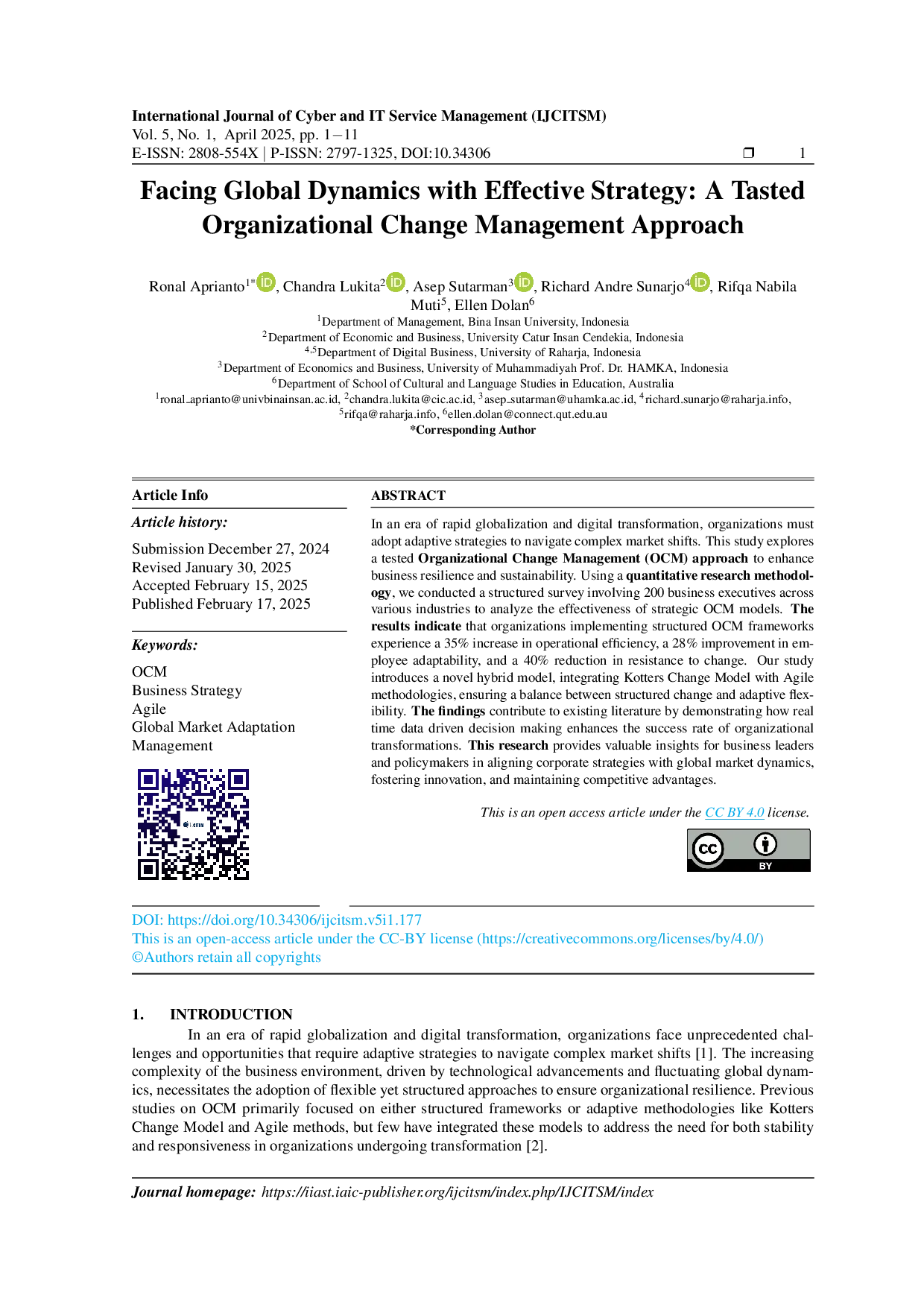 JURIS Facing Global Dynamics With Effective Strategy A Tested Organizational Change Management Approach