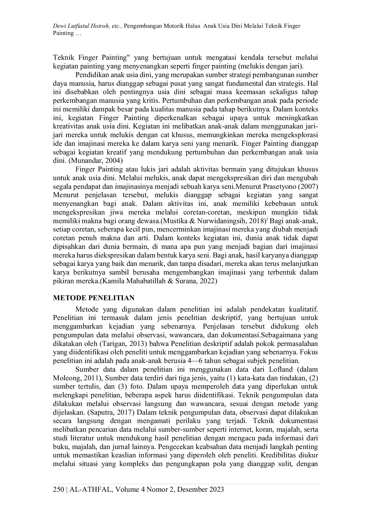 JURIS Pengembangan Motorik Halus Anak Usia Dini Melalui Teknik Finger Painting