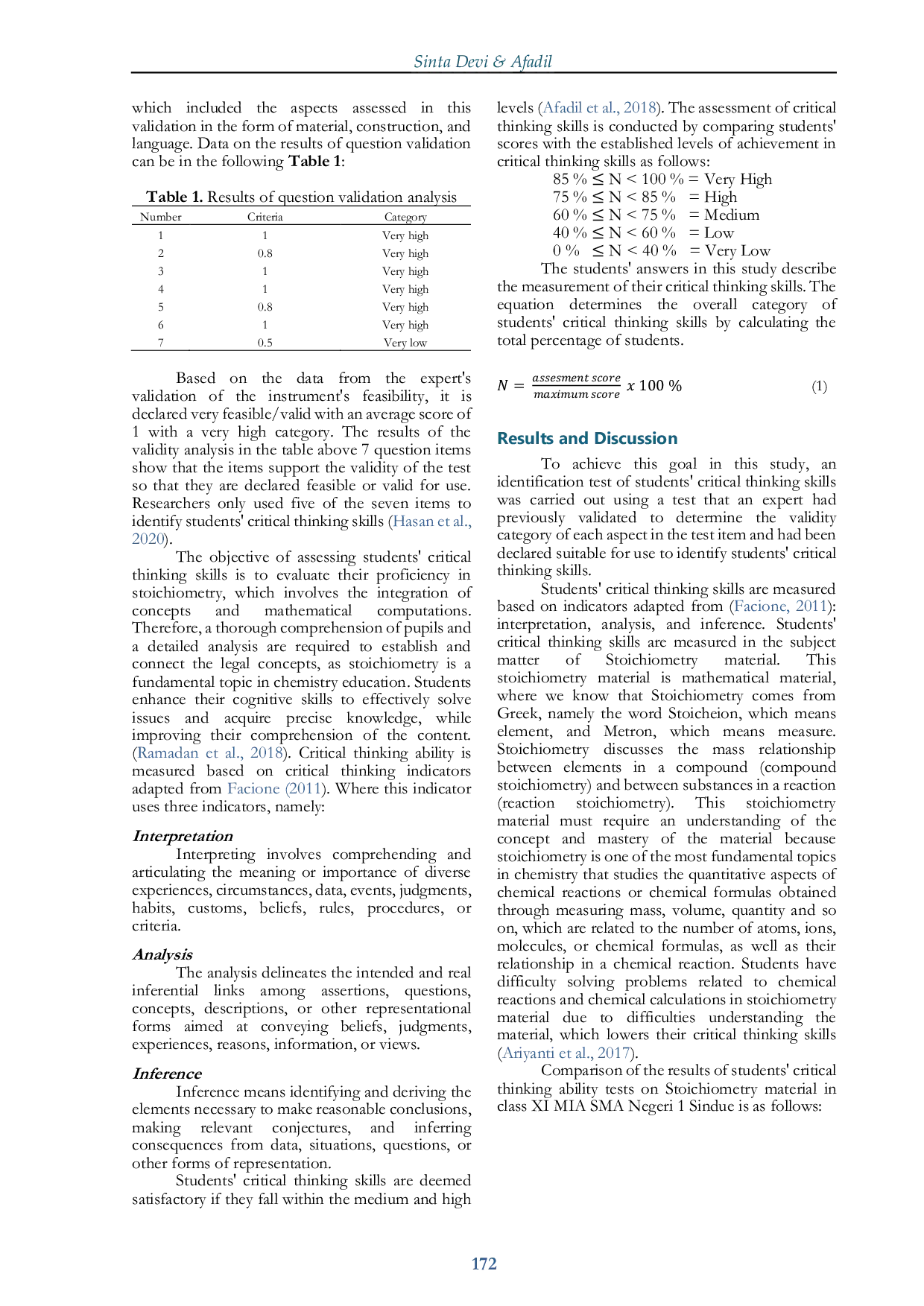 JURIS Karakteristik Kemampuan Berpikir Kritis Siswa Kelas XI SMA pada Materi Stoikiometri
