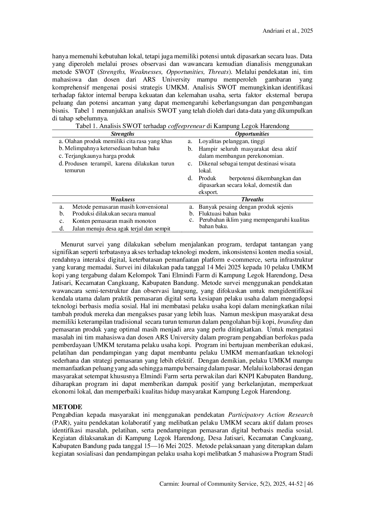 JURIS Peran Media Sosial dalam Membangun Komunitas Pecinta Kopi Peluang dan Tantangan Bagi Coffeepreneur