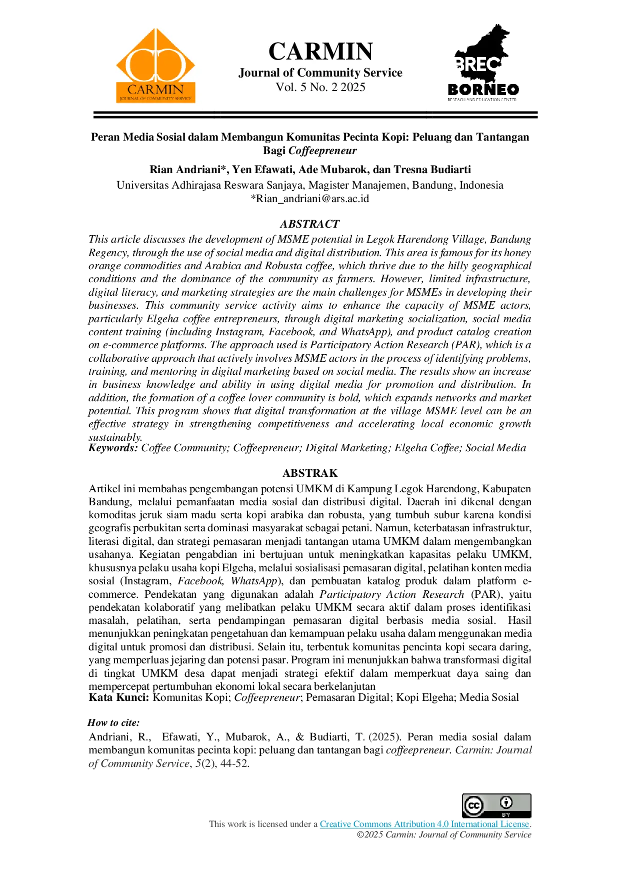 JURIS Peran Media Sosial dalam Membangun Komunitas Pecinta Kopi Peluang dan Tantangan Bagi Coffeepreneur