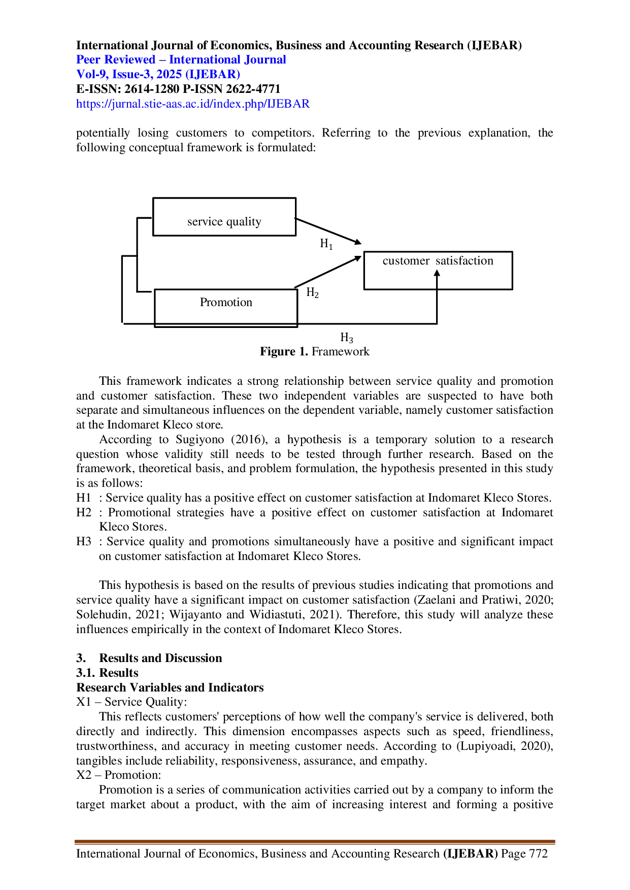 JURIS The Influence of Service Quality and Promotion on Customer Satisfaction at Indomaret Kleco