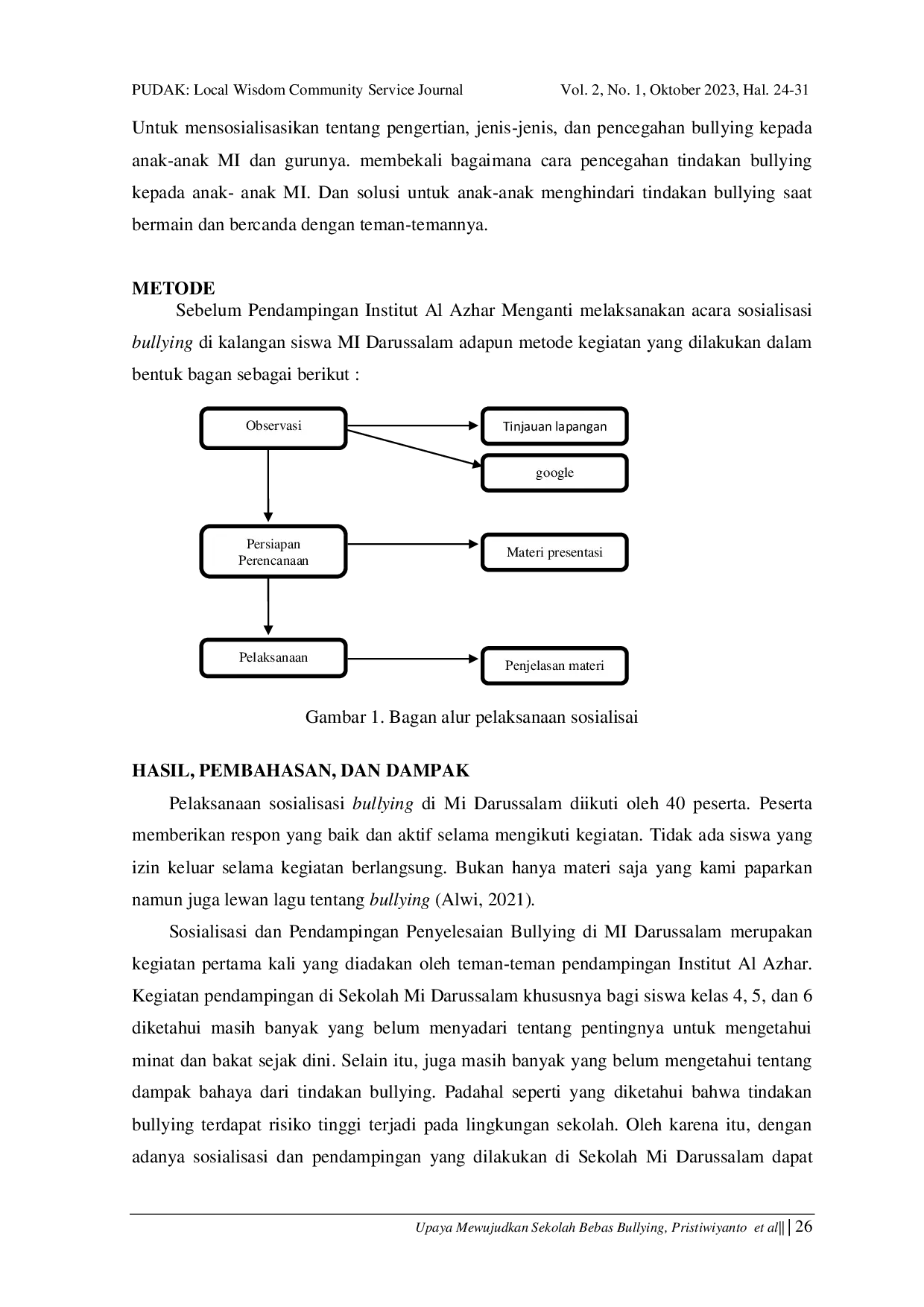 JURIS Upaya Mewujudkan Sekolah Bebas Bullying Dengan Sosialisasi Dan Pendampingan Penyelesaian Bullying Di MI Darussalam