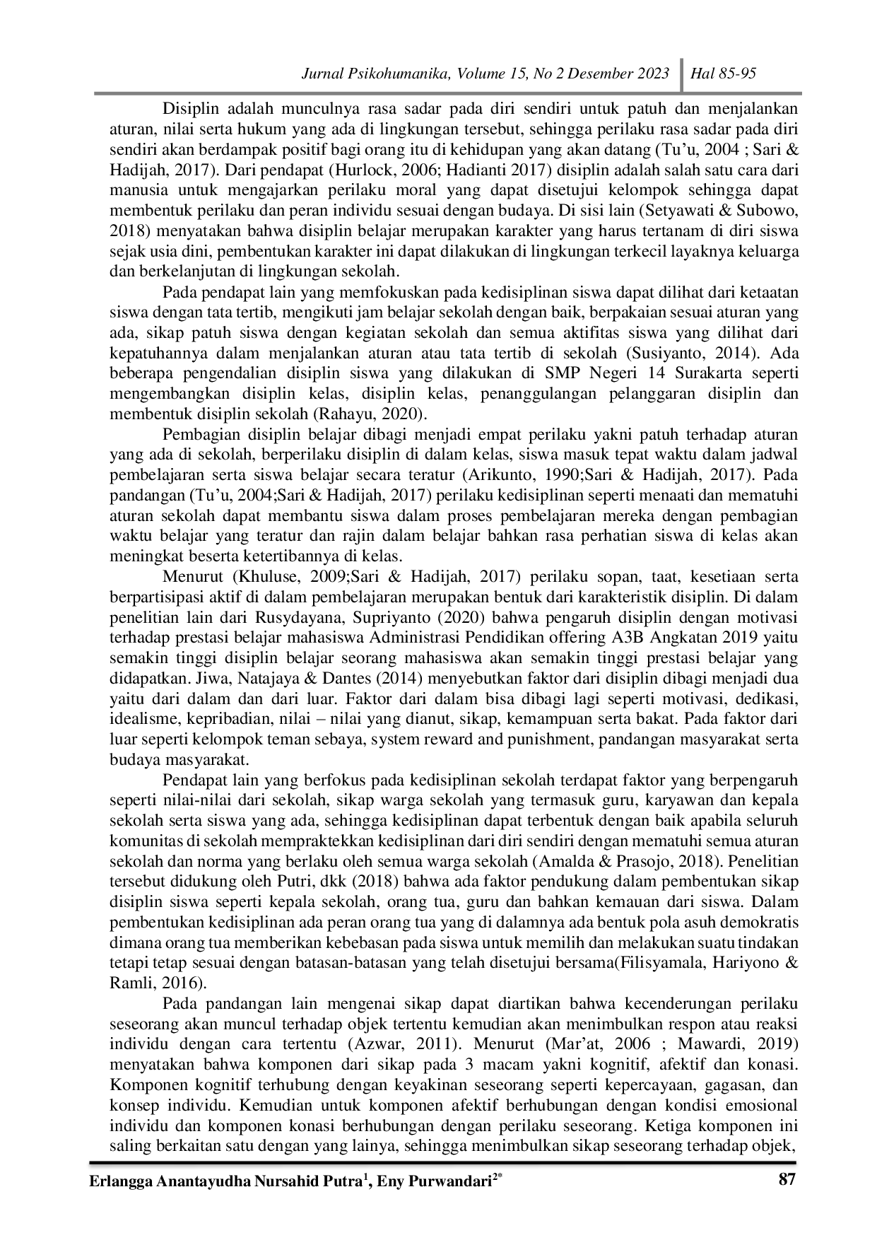 JURIS Sikap Siswa Bagaimana Dampaknya Pada Kedisiplinan Belajar Siswa Di Sekolah Studi Meta Analisis