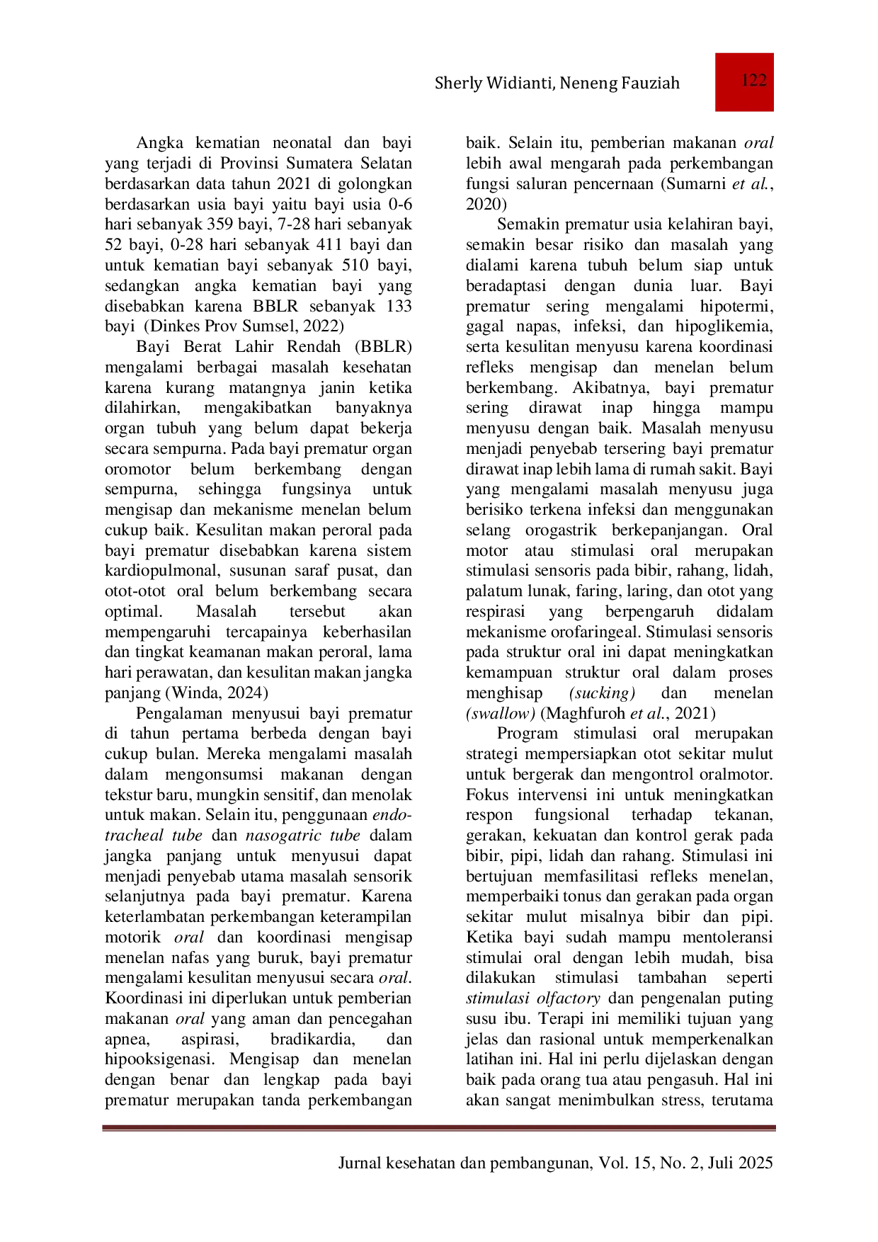 JURIS Pengaruh Terapi Oral Motor Dengan Gangguan Reflek Hisap Lemah Pada Bayi Prematur