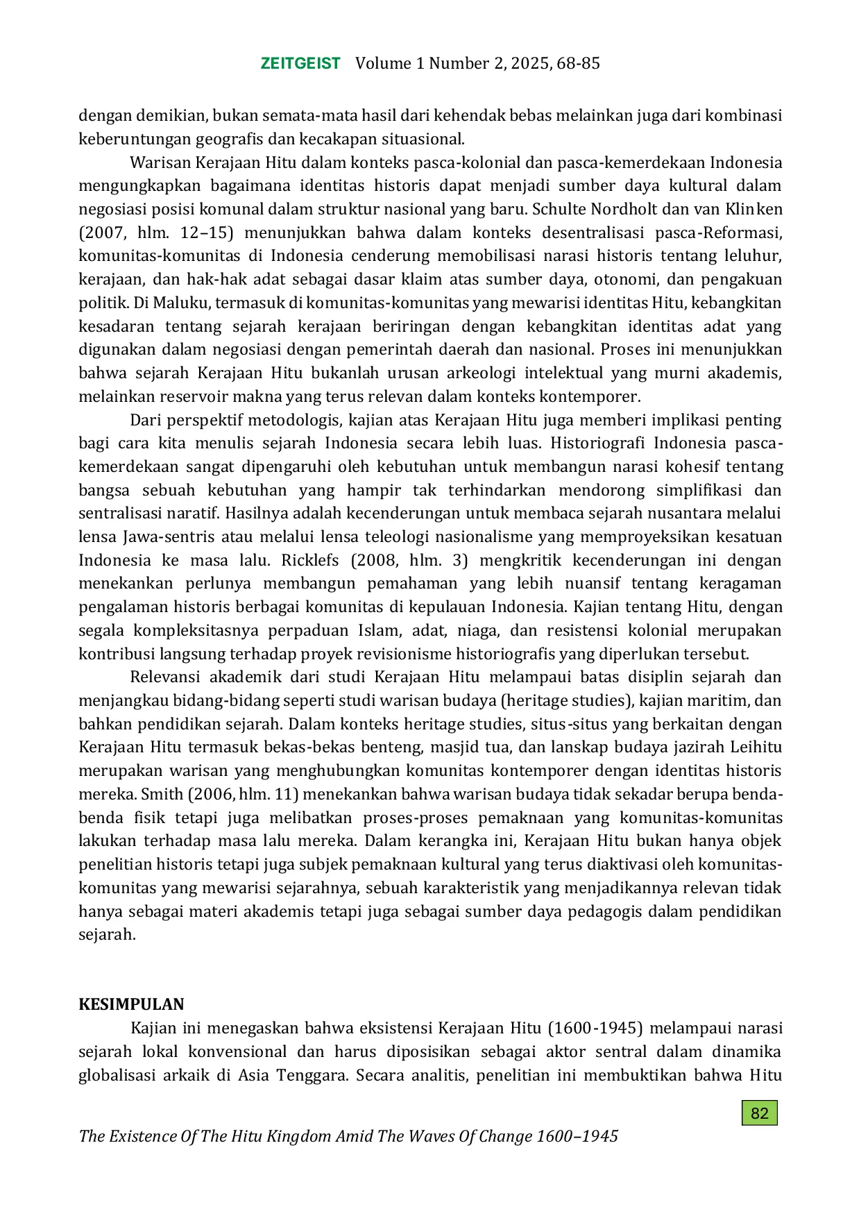 JURIS Eksistensi Kerajaan Hitu di Tengah Arus Perubahan dari Tahun 1600 1945
