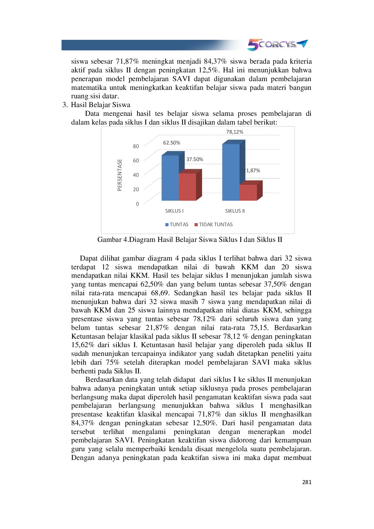 JURIS Upaya Meningkatkan Keaktifan Dan Hasil Belajar Matematika Melalui Model Pembelajaran Somatic Auditori Visual Intelectual Savi Pada Siswa Kelas VIII Smp Negeri 4 Jombang