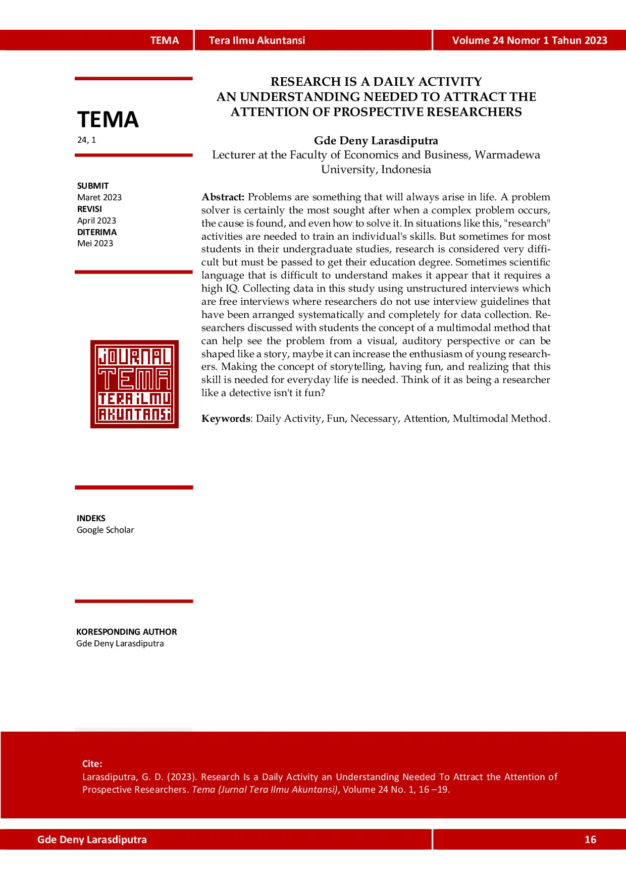 JURIS Research Is a Daily Activity An Understanding Needed to Attract the Attention of Prospective Researchers