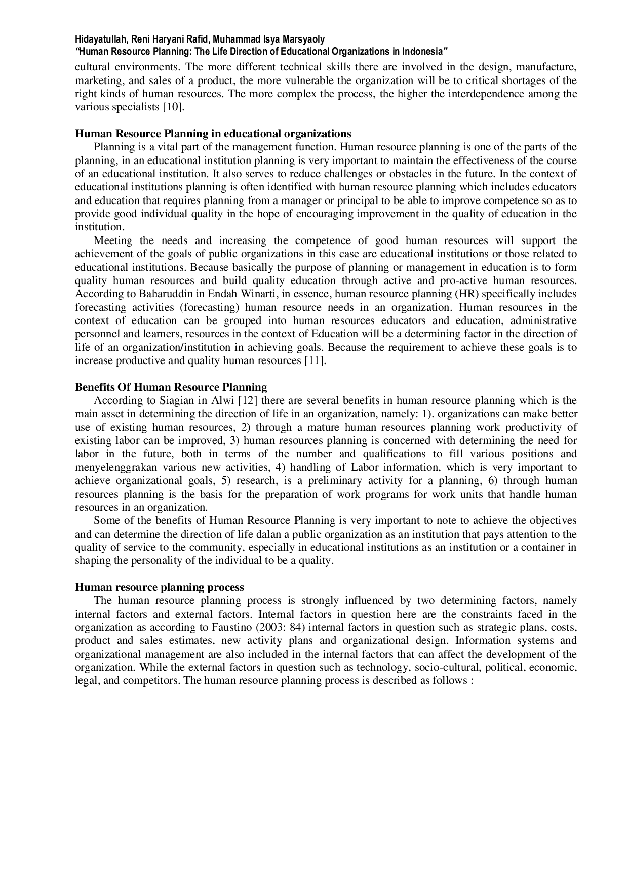 JURIS Human Resource Planning The Life Direction Of Educational Organizations In Indonesia