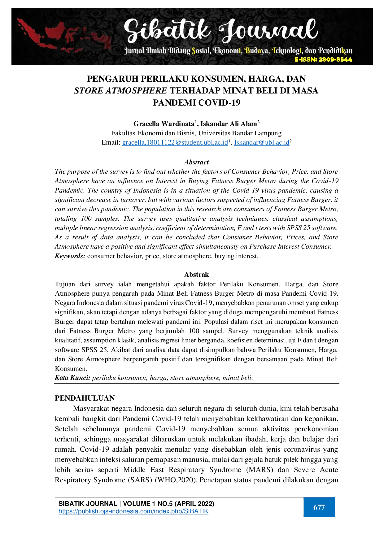 juris Pengaruh Perilaku Konsumen Harga dan Store Atmosphere Terhadap Minat Beli di Masa Pandemi Covid 19