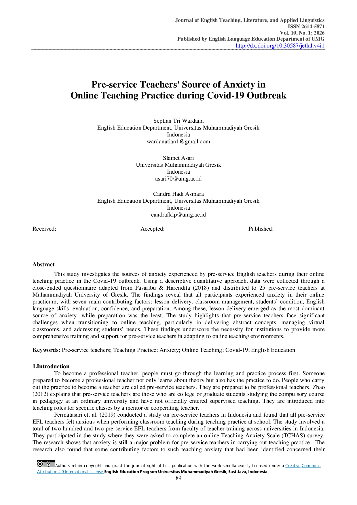 JURIS The Pre service Teachers Source of Anxiety in Online Teaching Practice during Covid 19 Outbreak