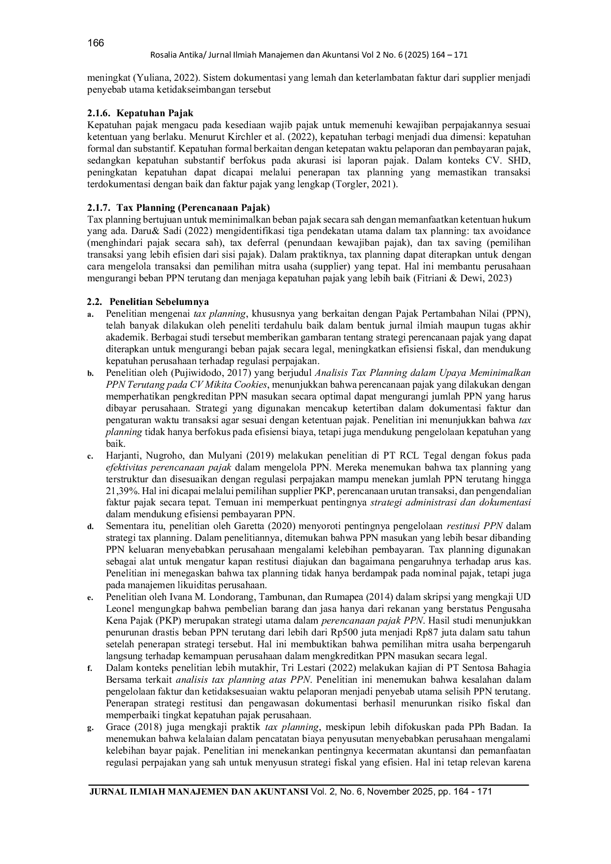 JURIS Peran Tax Planning Dalam Mengoptimalkan Pembayaran Pajak Pertambahan Nilai Terutang CV SHD