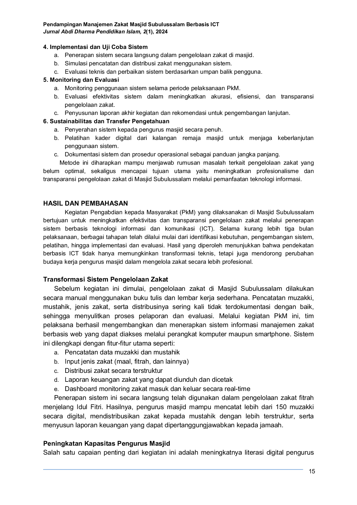 JURIS ICT Based Zakat Management Assistance for Subulussalam Mosque