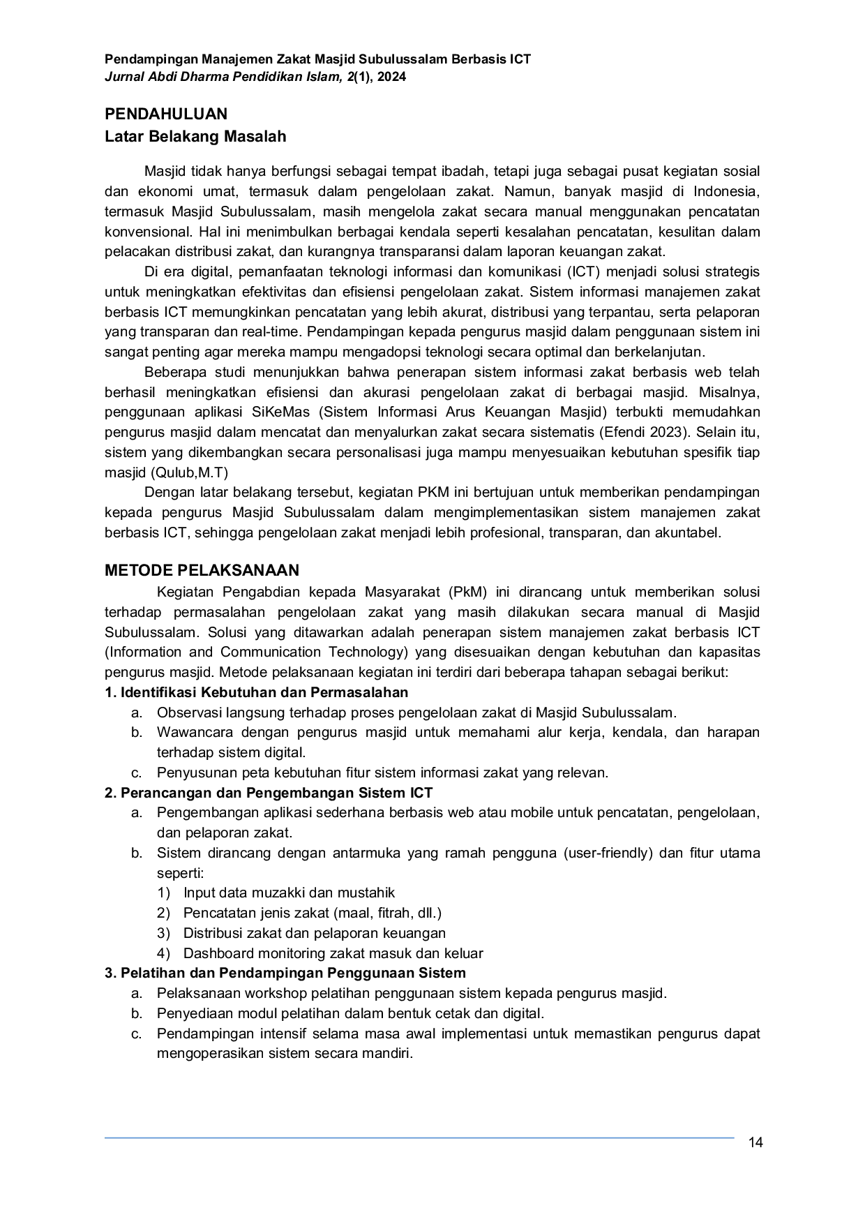 JURIS ICT Based Zakat Management Assistance for Subulussalam Mosque