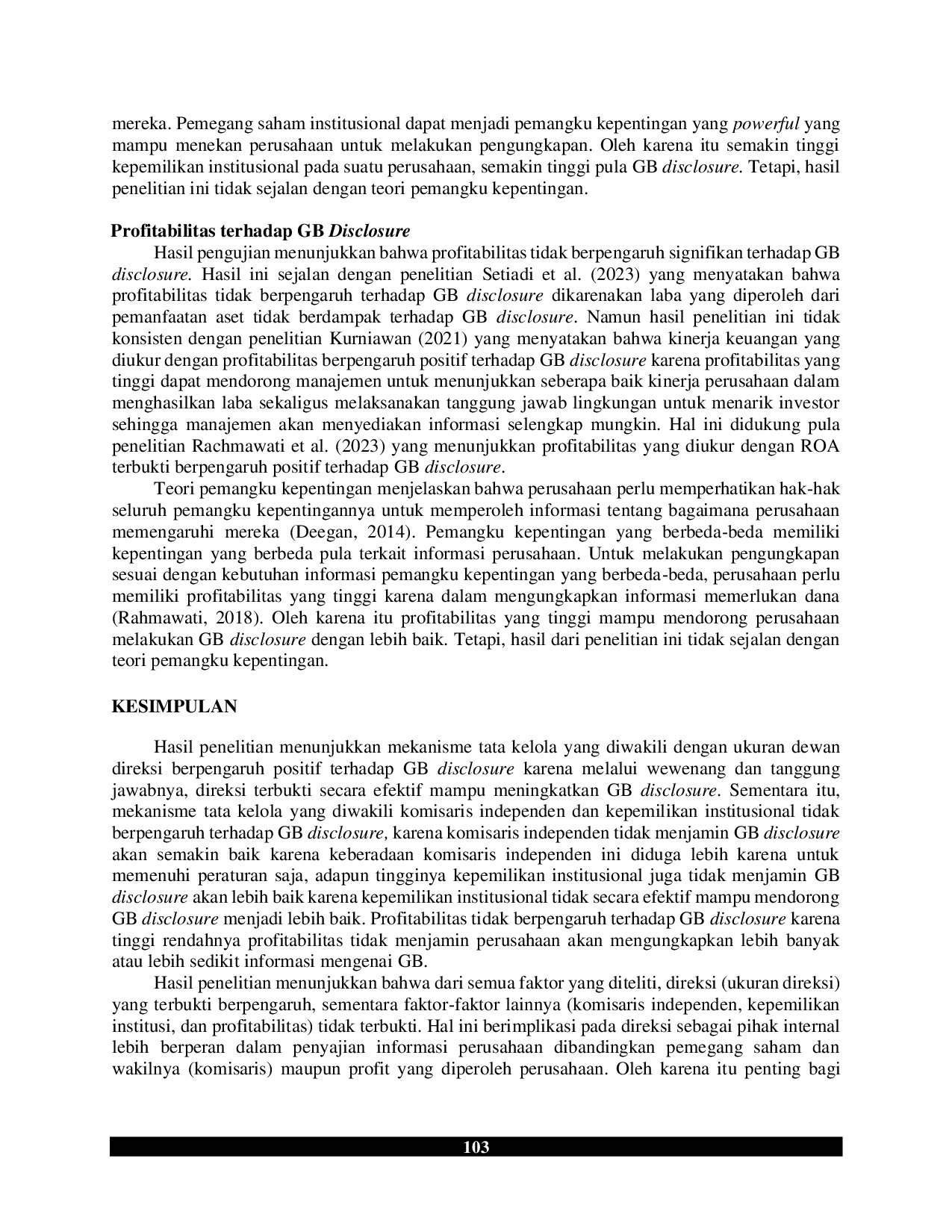 JURIS Mekanisme Tata Kelola dan Profitabilitas Terhadap Green Banking Disclosure