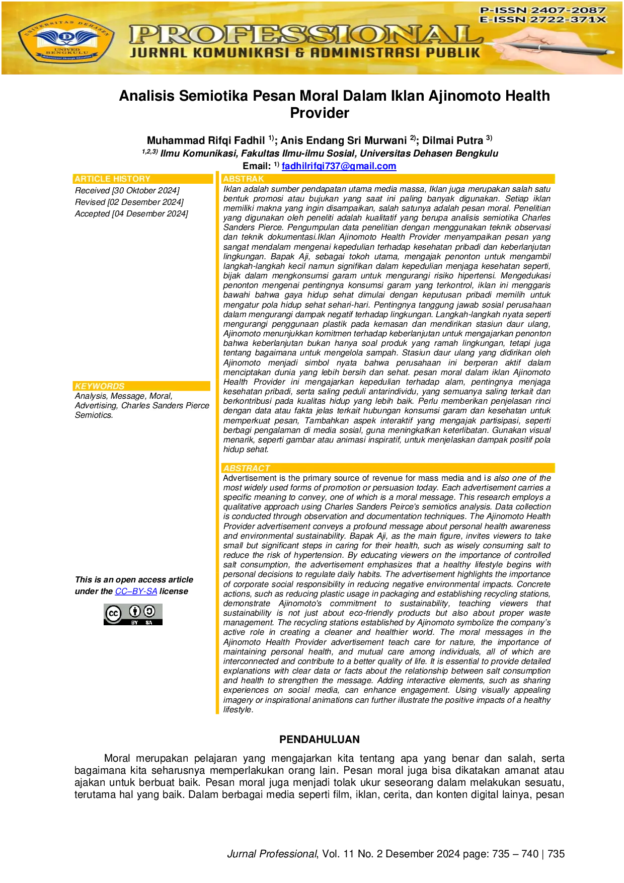 JURIS Analisis Semiotika Pesan Moral Dalam Iklan Ajinomoto Health Provider