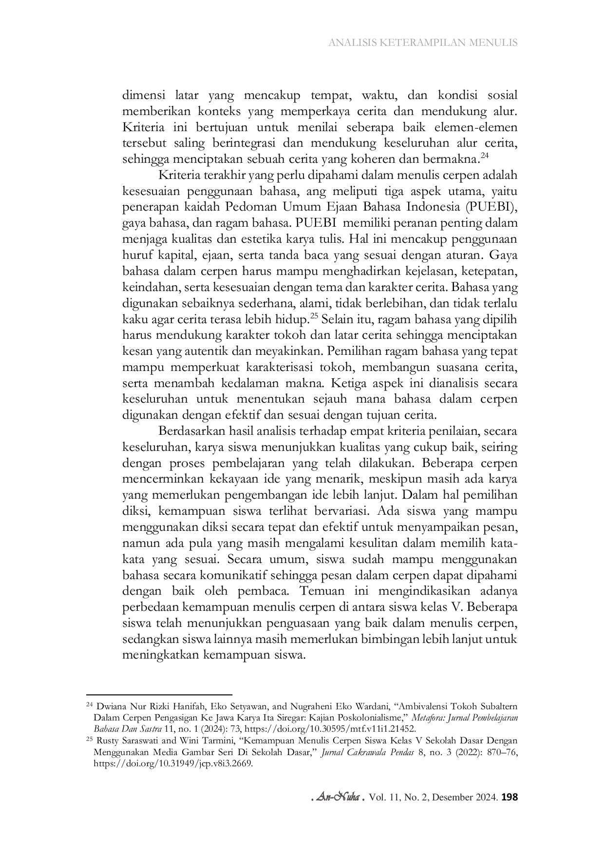 JURIS Analisis Keterampilan Menulis Cerita Pendek Pada Siswa Kelas Fase C