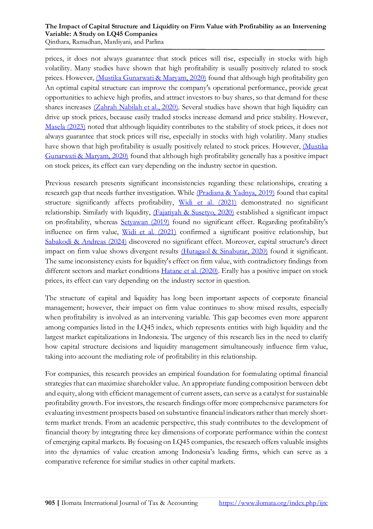 JURIS The Impact of Capital Structure and Liquidity on Firm Value with Profitability as an Intervening Variable A Study on LQ45 Companies