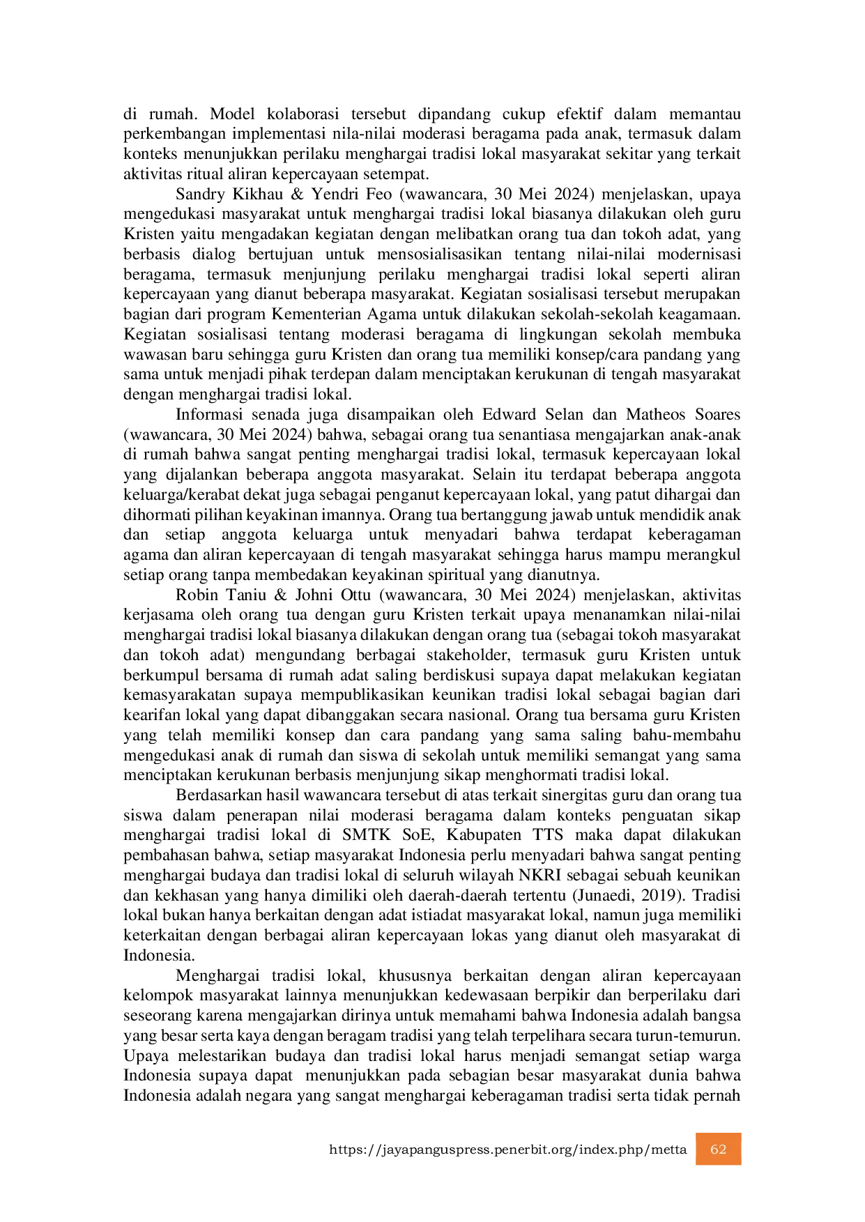 JURIS Sinergitas Guru Kristen Dan Orang Tua Siswa Dalam Penguatan Moderasi Beragama Di SMTK SoE