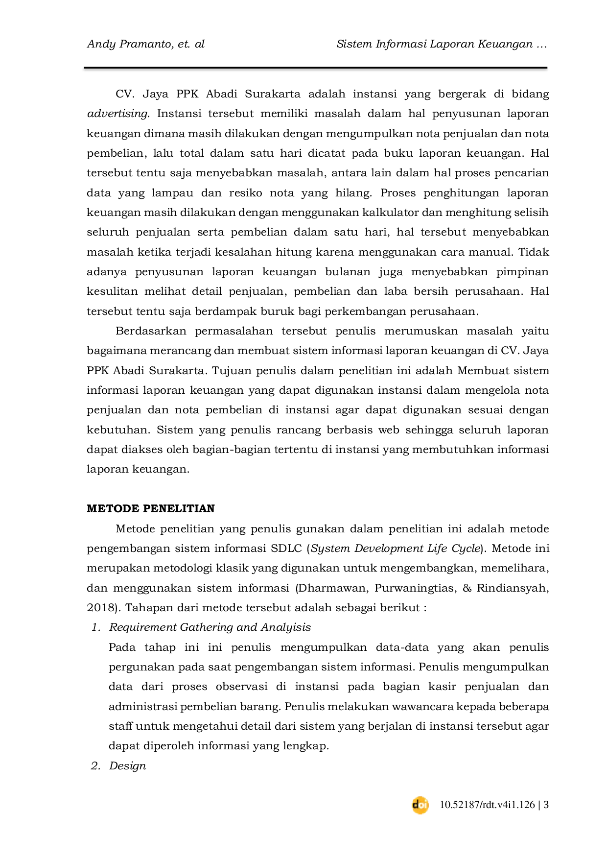 JURIS Web Based Information System of Financial Report Case Study CV Jaya PPK Abadi Surakarta