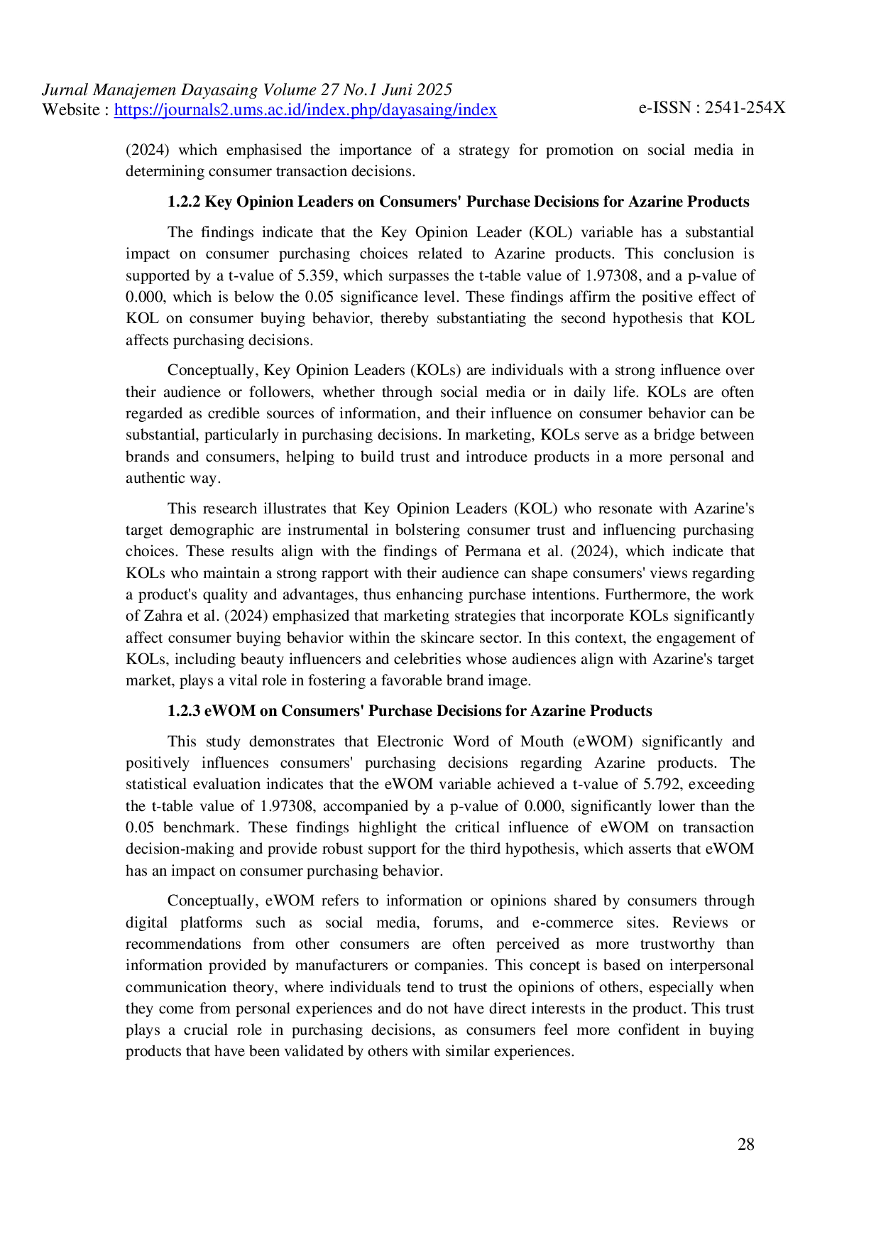 JURIS How Social Media Marketing Key Opinion Leaders and e WOM Shape Consumers Purchase Decisions for Azarine Products