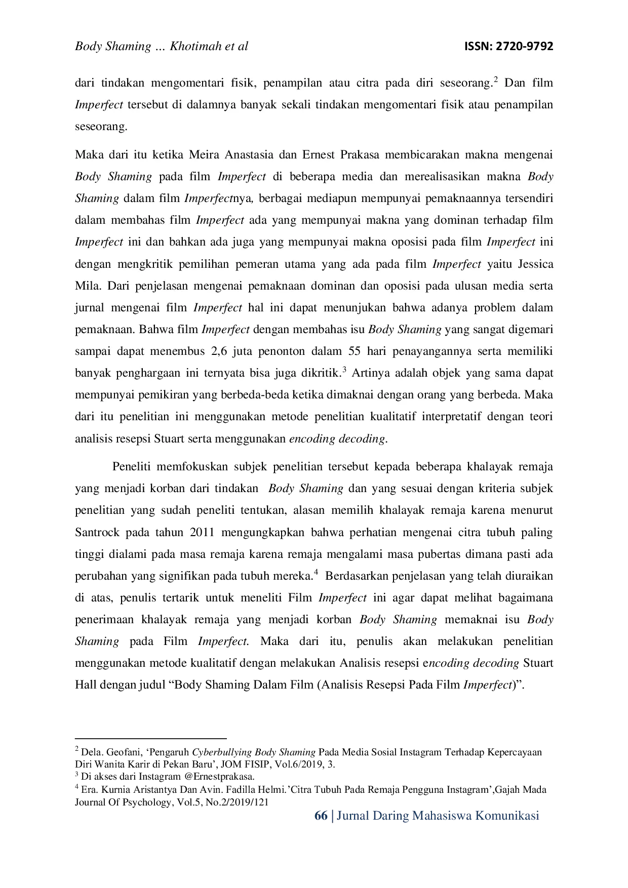 JURIS Body Shaming Dalam Film Analisis Resepsi Pada Film Imperfect