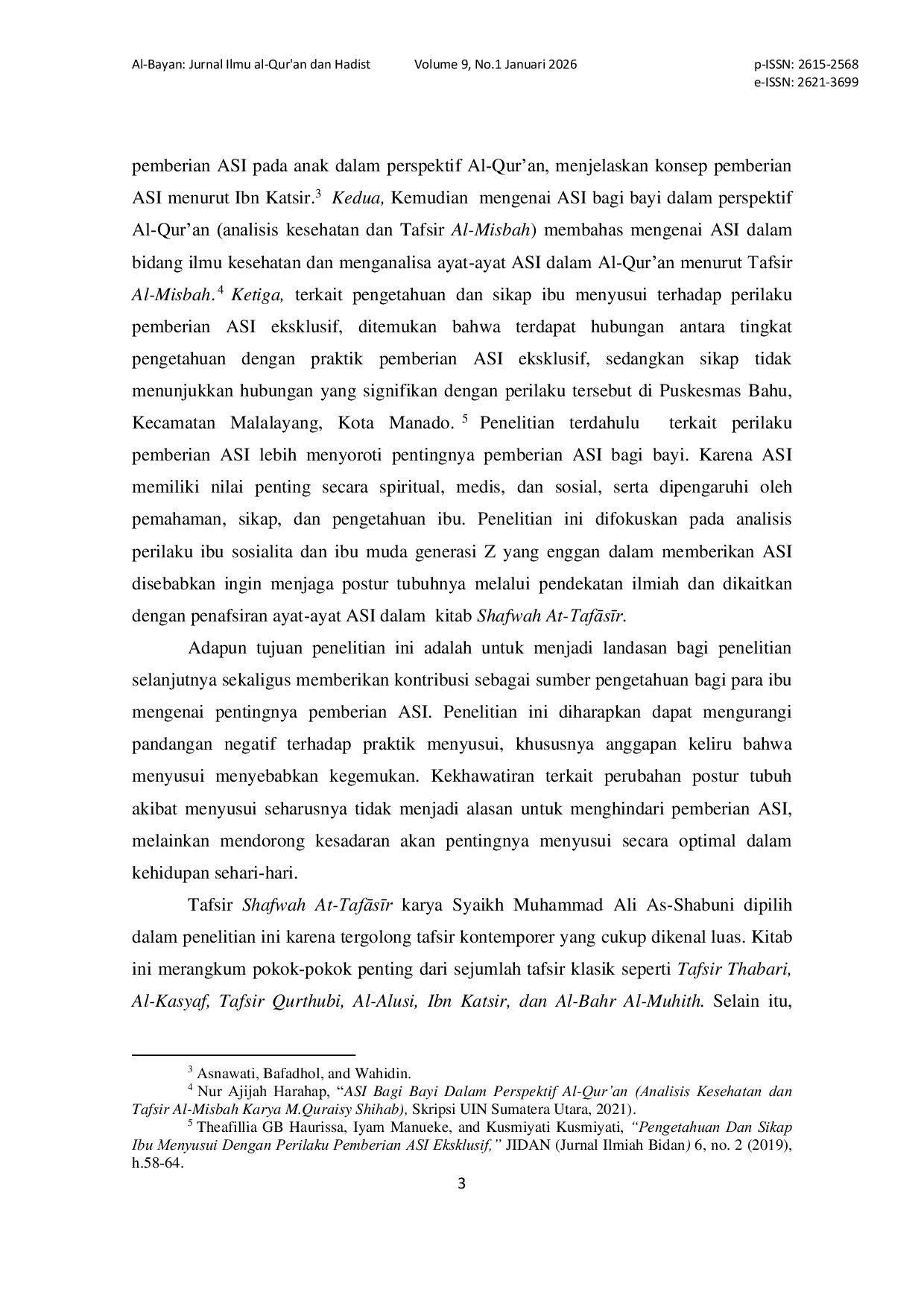 JURIS Perilaku Ibu Dalam Pemberian Asi Studi Tafsir Shofwah At Tafaasiir