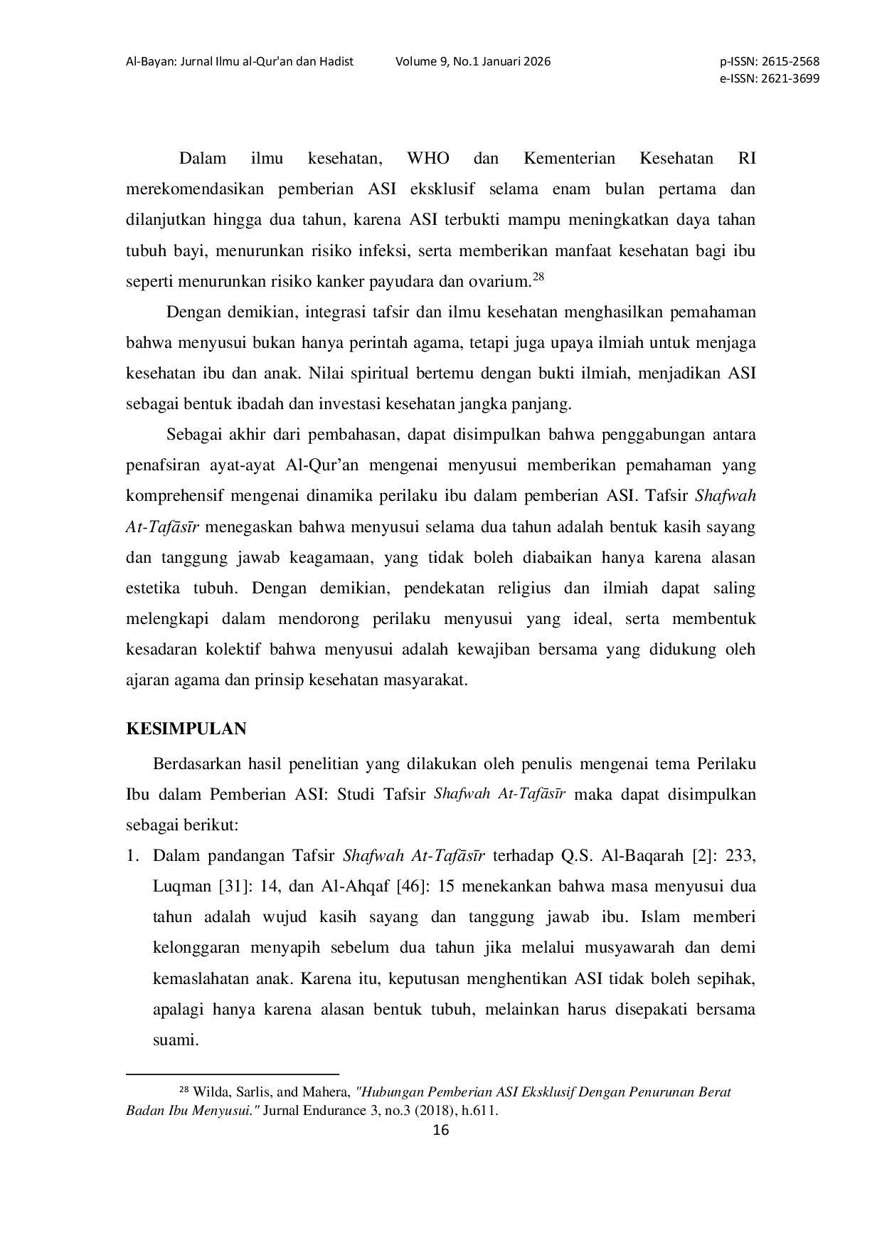 JURIS Perilaku Ibu Dalam Pemberian Asi Studi Tafsir Shofwah At Tafaasiir