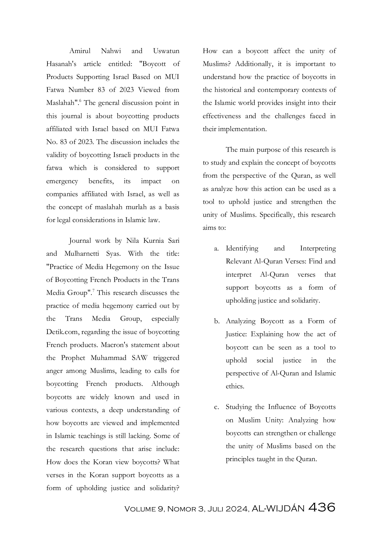 JURIS Boycott In The Perspective Of The Quran Interpretation Of Rejecting Actions That Reflect Justice And Unity Of The Ummah