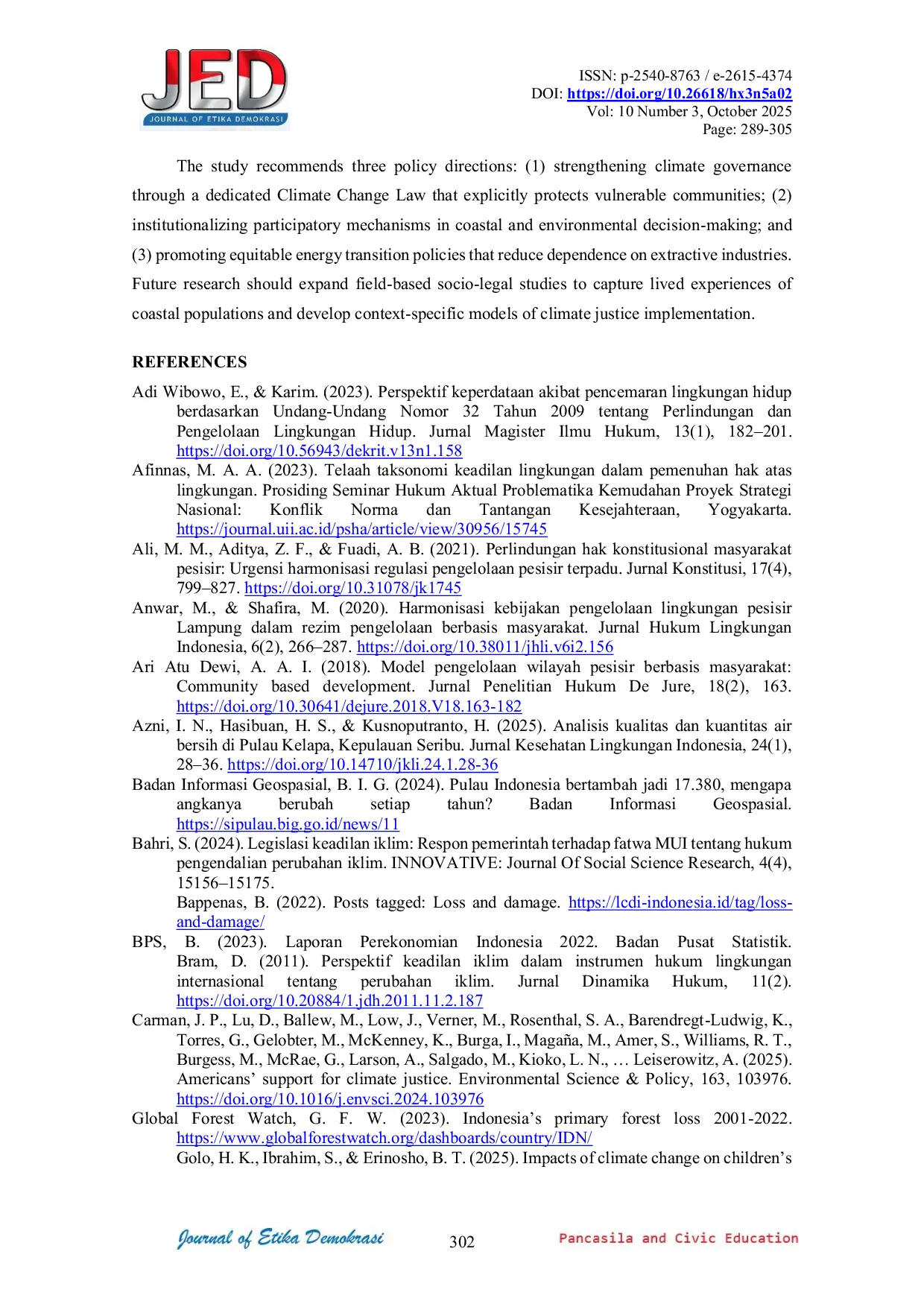 JURIS Realizing Climate Justice through the Fullfillment of Environmental rightss for Indonesia s Coastal Communities