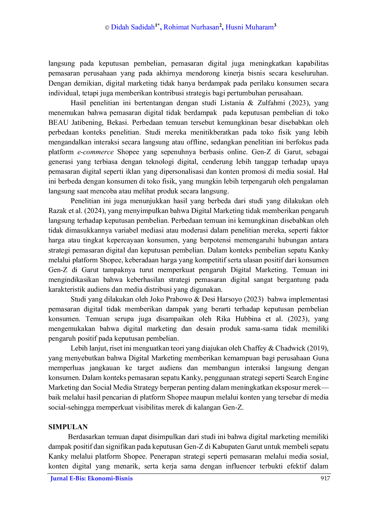 JURIS Digital Marketing terhadap Keputusan Pembelian Sepatu Kanky di Shopee pada Gen Z di Garut