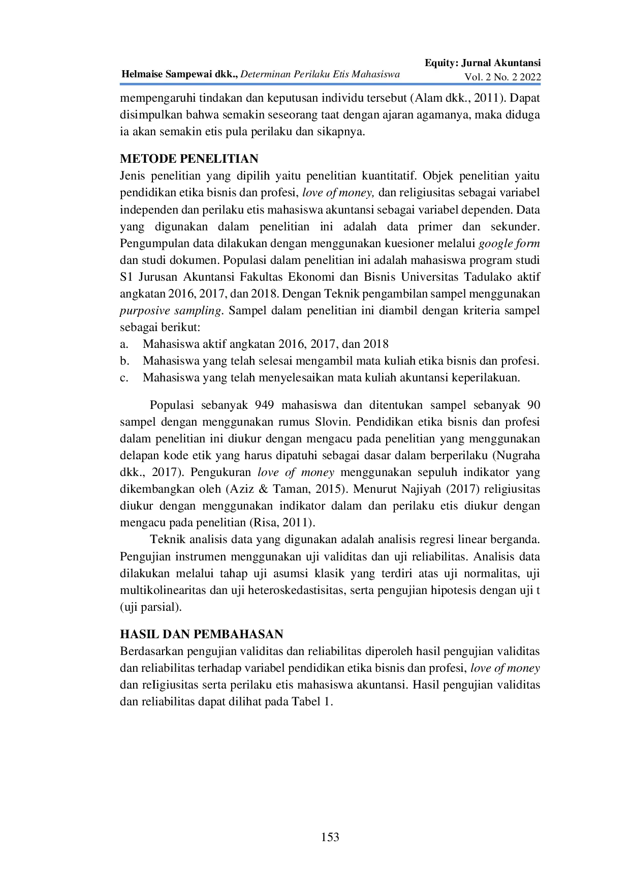 JURIS Determinan Perilaku Etis Mahasiswa Akuntansi