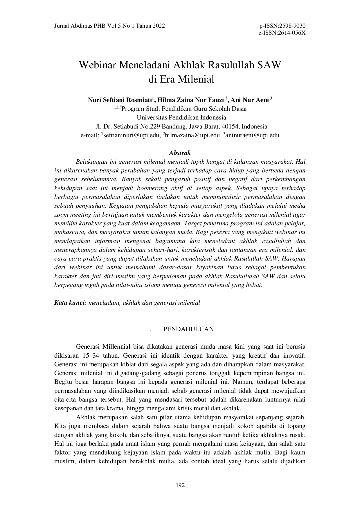 juris Webinar Meneladani Akhlak Rasulullah SAW di Era Milenial