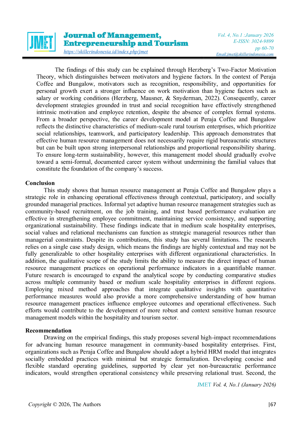 JURIS The Optimizing Contextual Human Resource Management to Enhance Operational Effectiveness Evidence from a Community Based Hospitality Business
