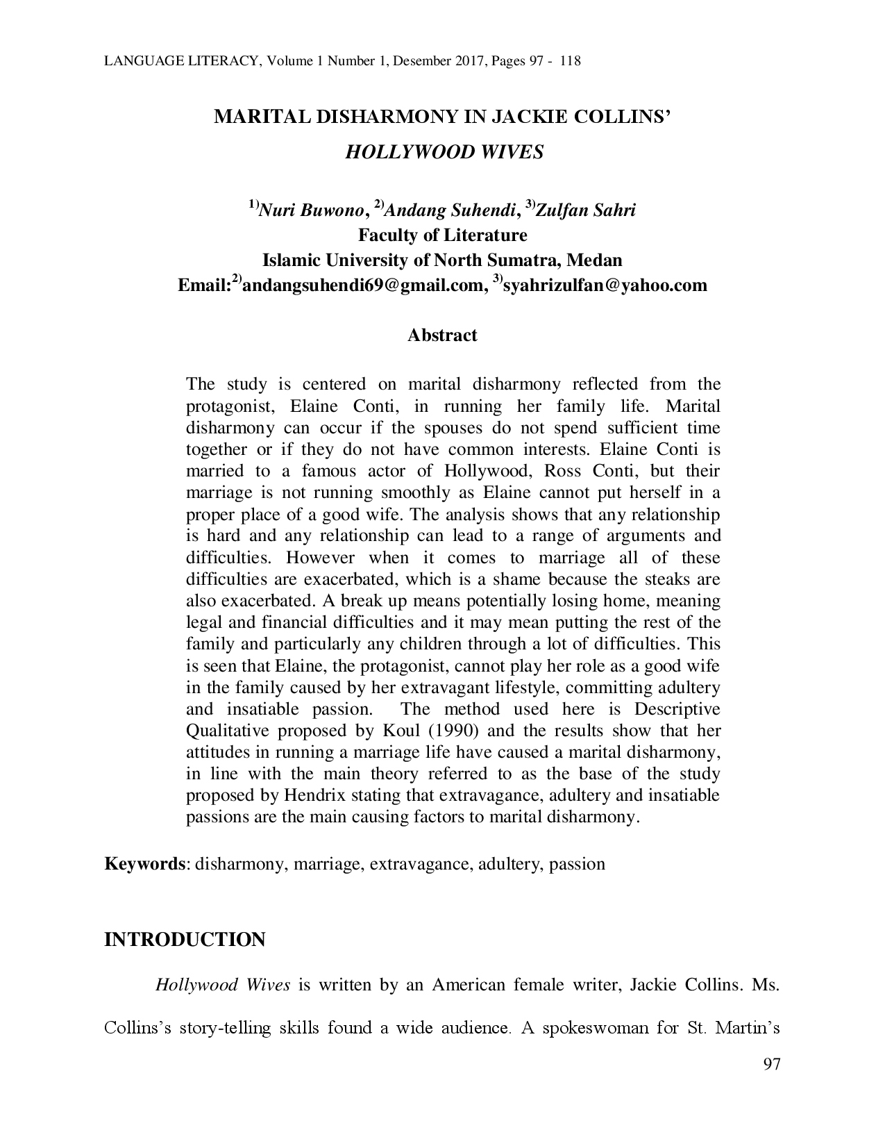 juris Marital Disharmony in Jackie Collins Hollywood Wives