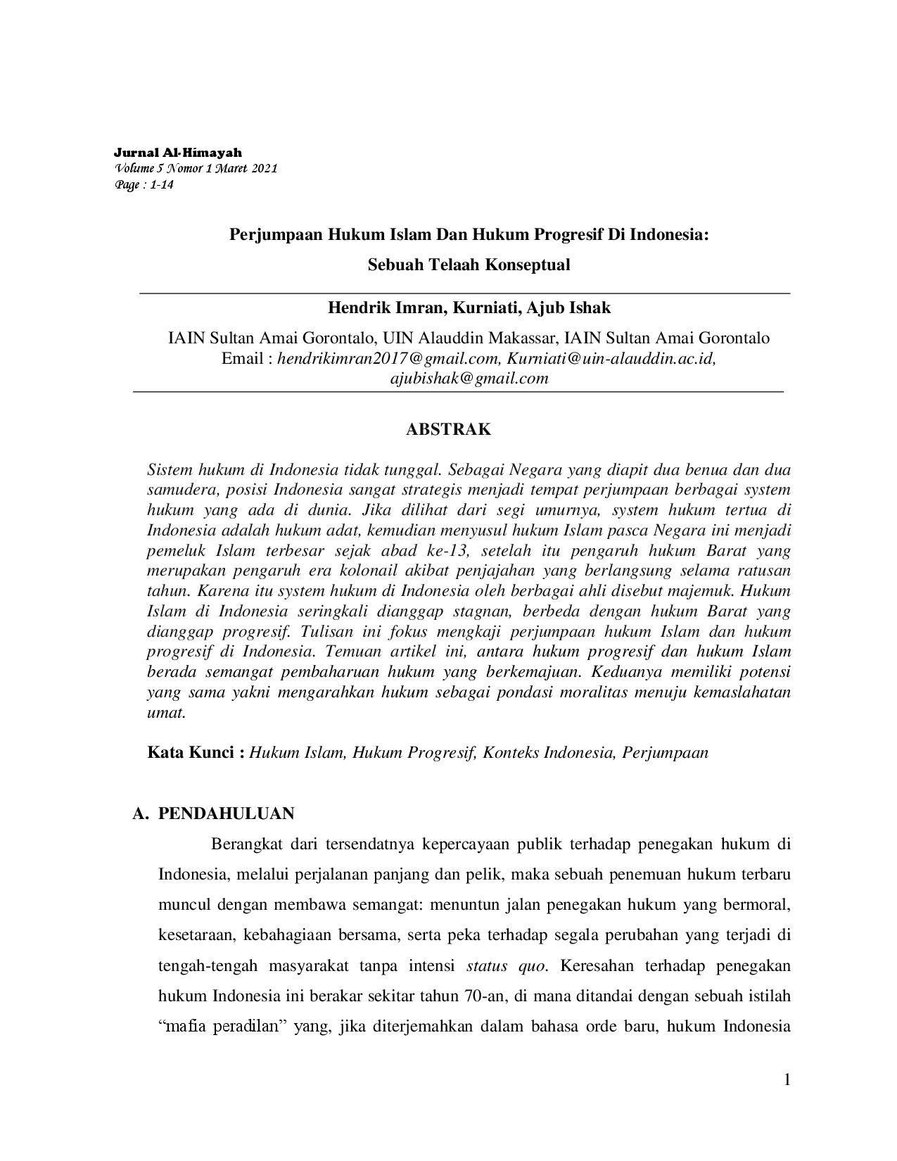 juris Perjumpaan Hukum Islam Dan Hukum Progresif Di Indonesia Sebuah Telaah Konseptual