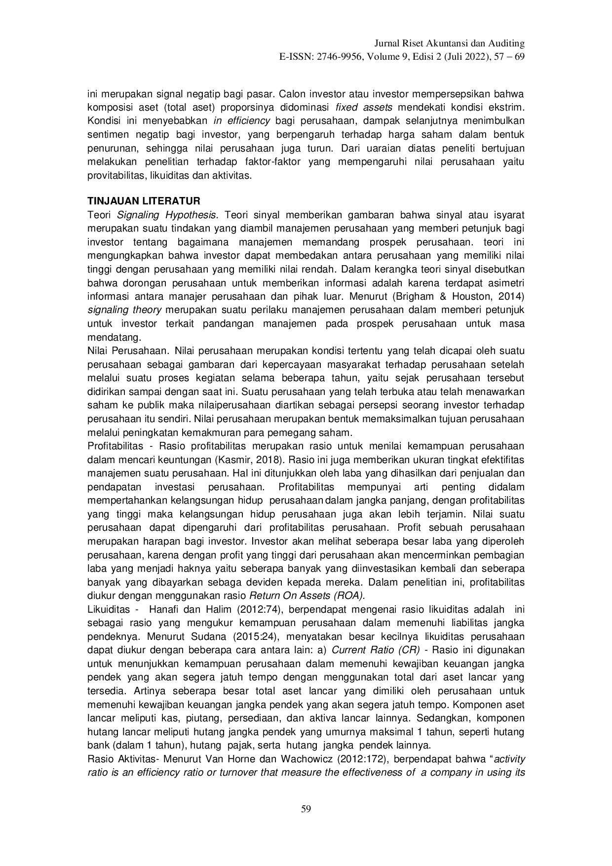 juris Faktor Faktor yang Mempengaruhi Nilai Perusahaan Pada Perusahaan Pertambangan yang Terdaftar di Bursa Efek Indonesia Pada Tahun 2017 2020