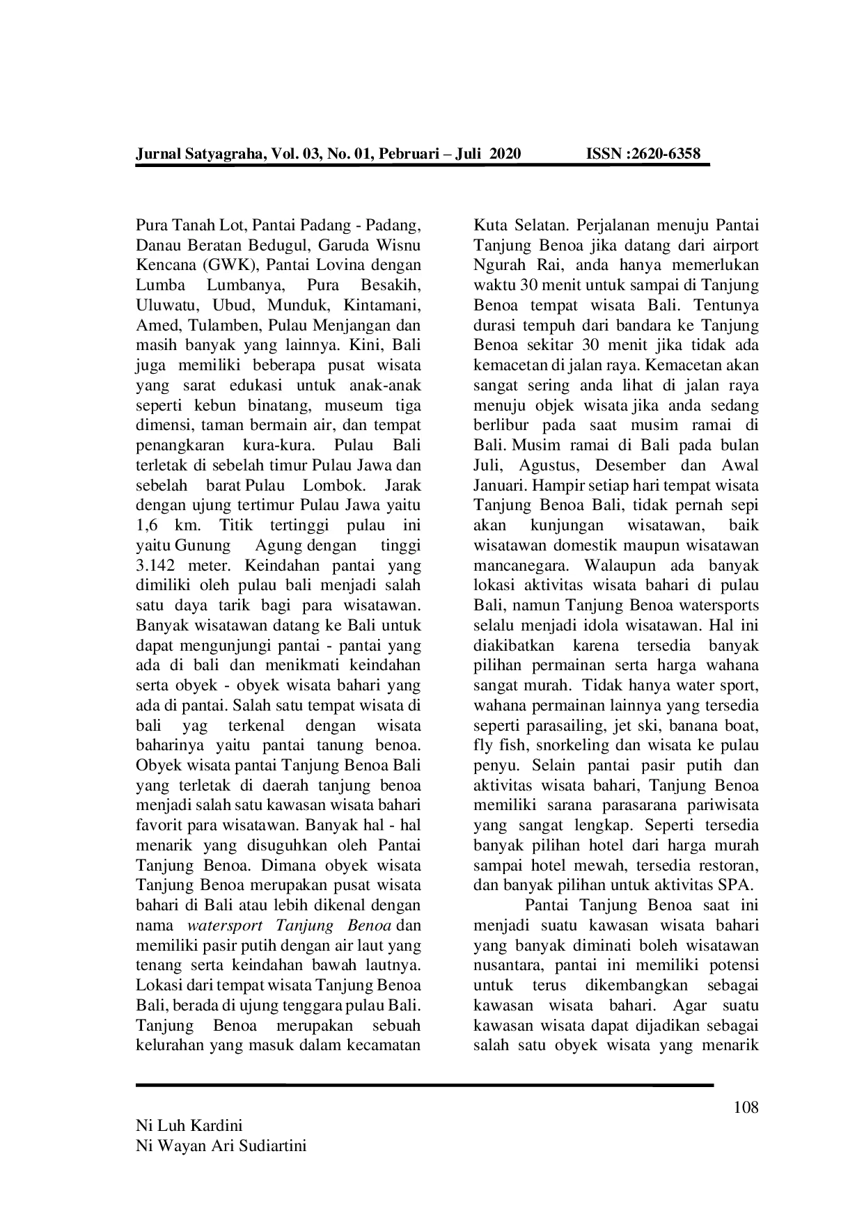 JURIS Faktor Yang Mempengaruhi Daya Tarik Wisatawan Dalam Pengembangan Pariwisata Bahari Di Pantai Tanjung Benoa