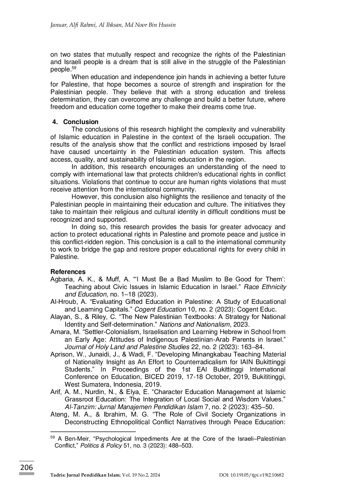 JURIS Peran Pendidikan Islam Dalam Perjuangan Kemerdekaan Palestina Sejarah Perlawanan dan Pendidikan di Bawah Oposisi Israel