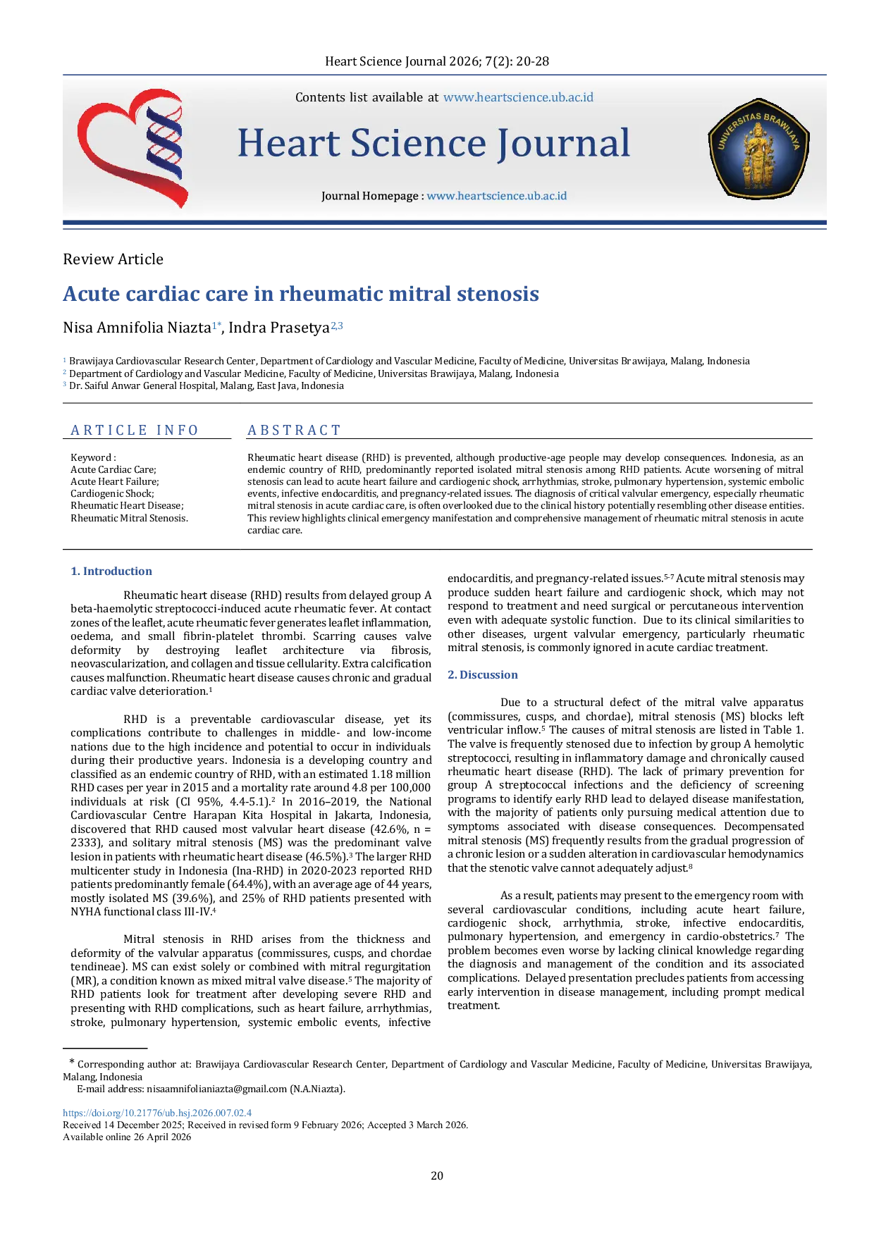 JURIS Acute cardiac care in rheumatic mitral stenosis