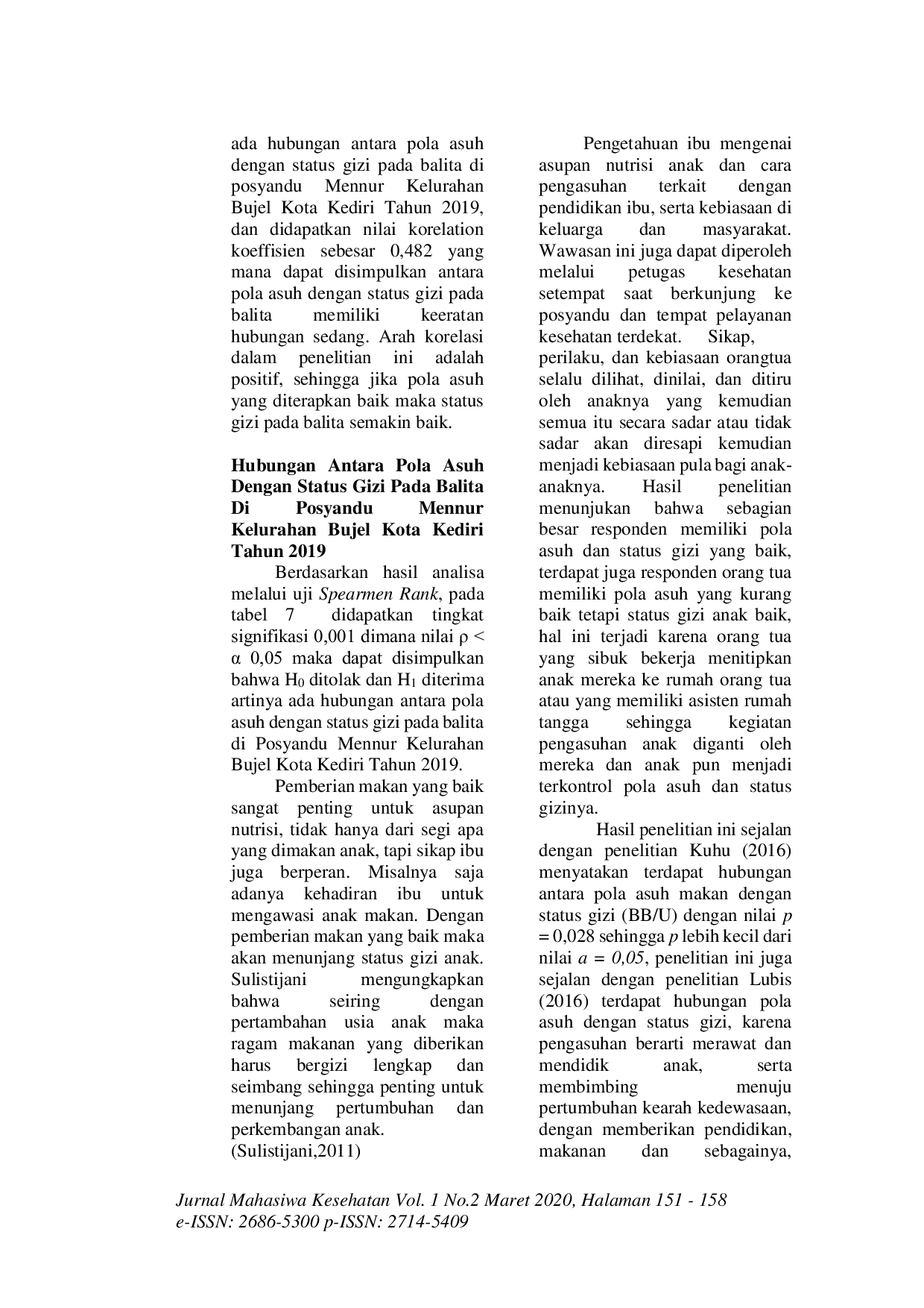 JURIS Hubungan Antara Pola Asuh Dengan Status Gizi Pada Balita