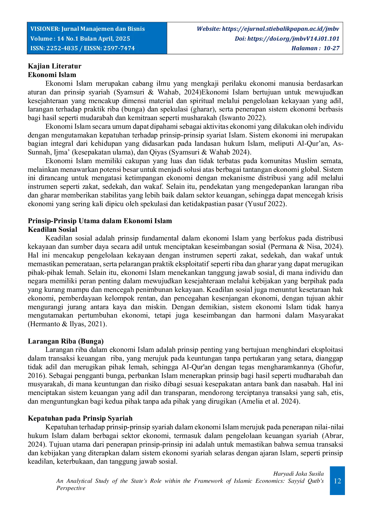 JURIS An Analytical Study of the State s Role within the Framework of Islamic Economics Sayyid Qutb s Perspective