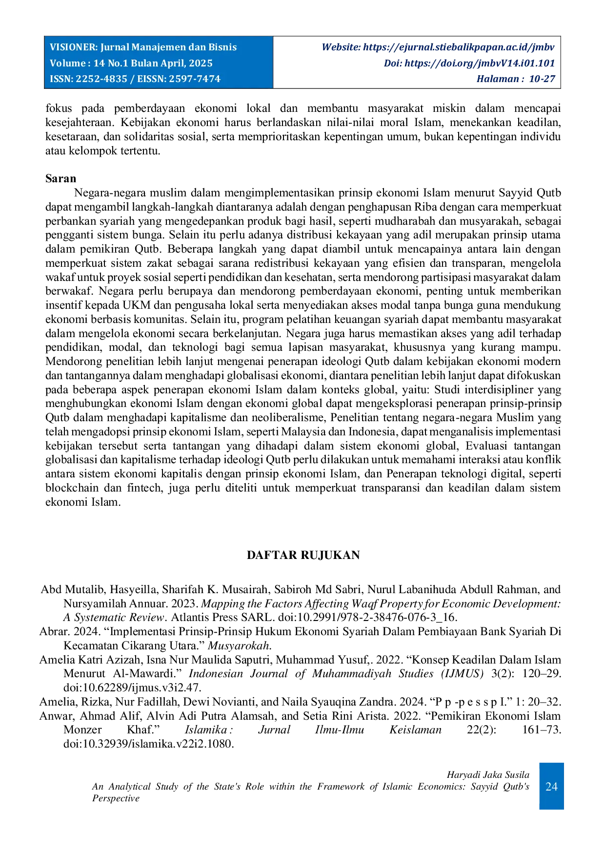 JURIS An Analytical Study of the State s Role within the Framework of Islamic Economics Sayyid Qutb s Perspective