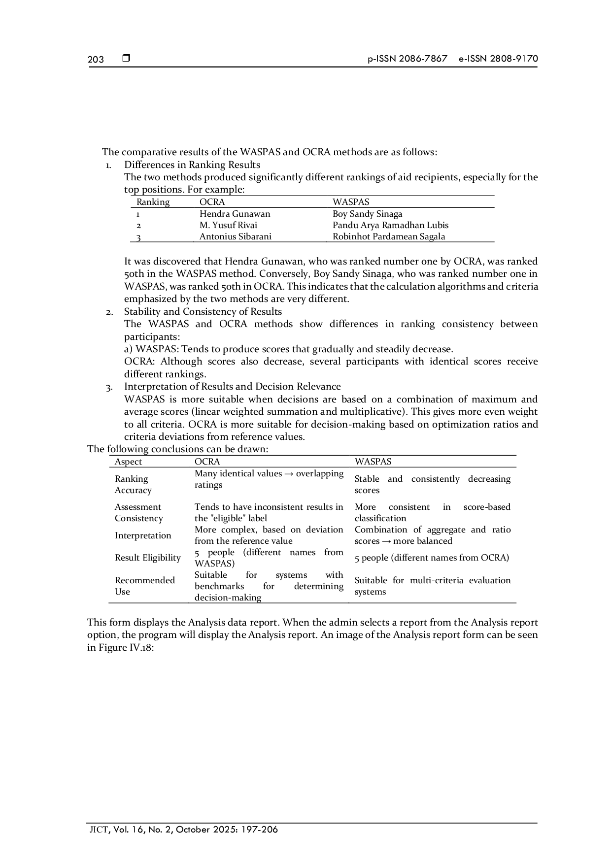 JURIS Comparison of the Waspas Method with the OCRA Method in Determining Web Based Aid Recipients