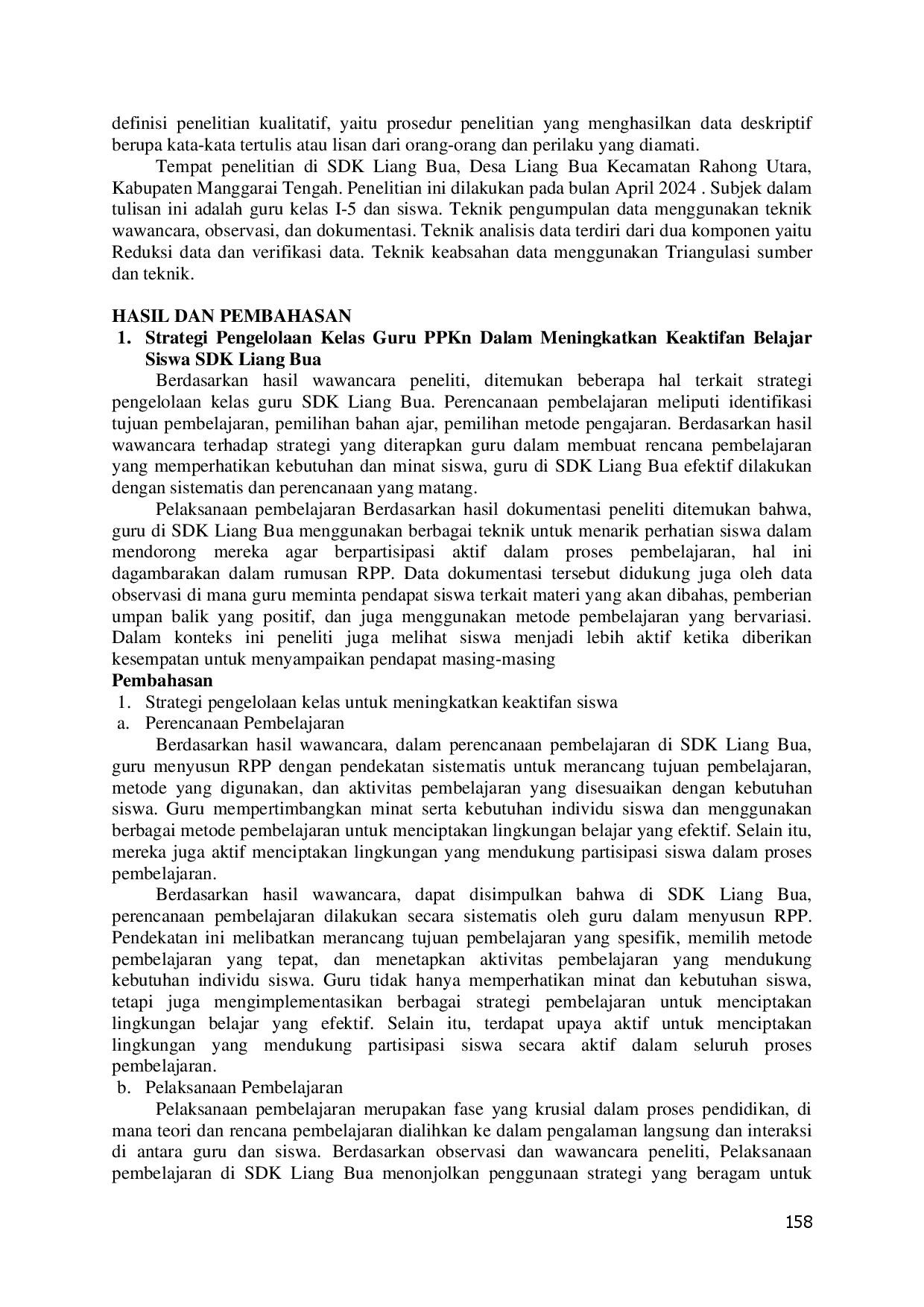 juris STRATEGI PENGELOLAAN KELAS GURU PPKn DALAM MENINGKATKAN KEAKTIFAN BELAJAR SISWA SDK LIANG BUA